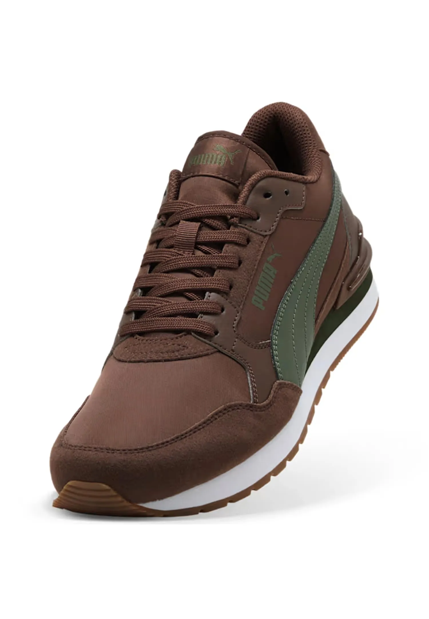 PUMA ST Runner v4 Nylon Unisex Sneakers, Chestnut Brown Moss Veil White Gum, Size 40 - immagine 1