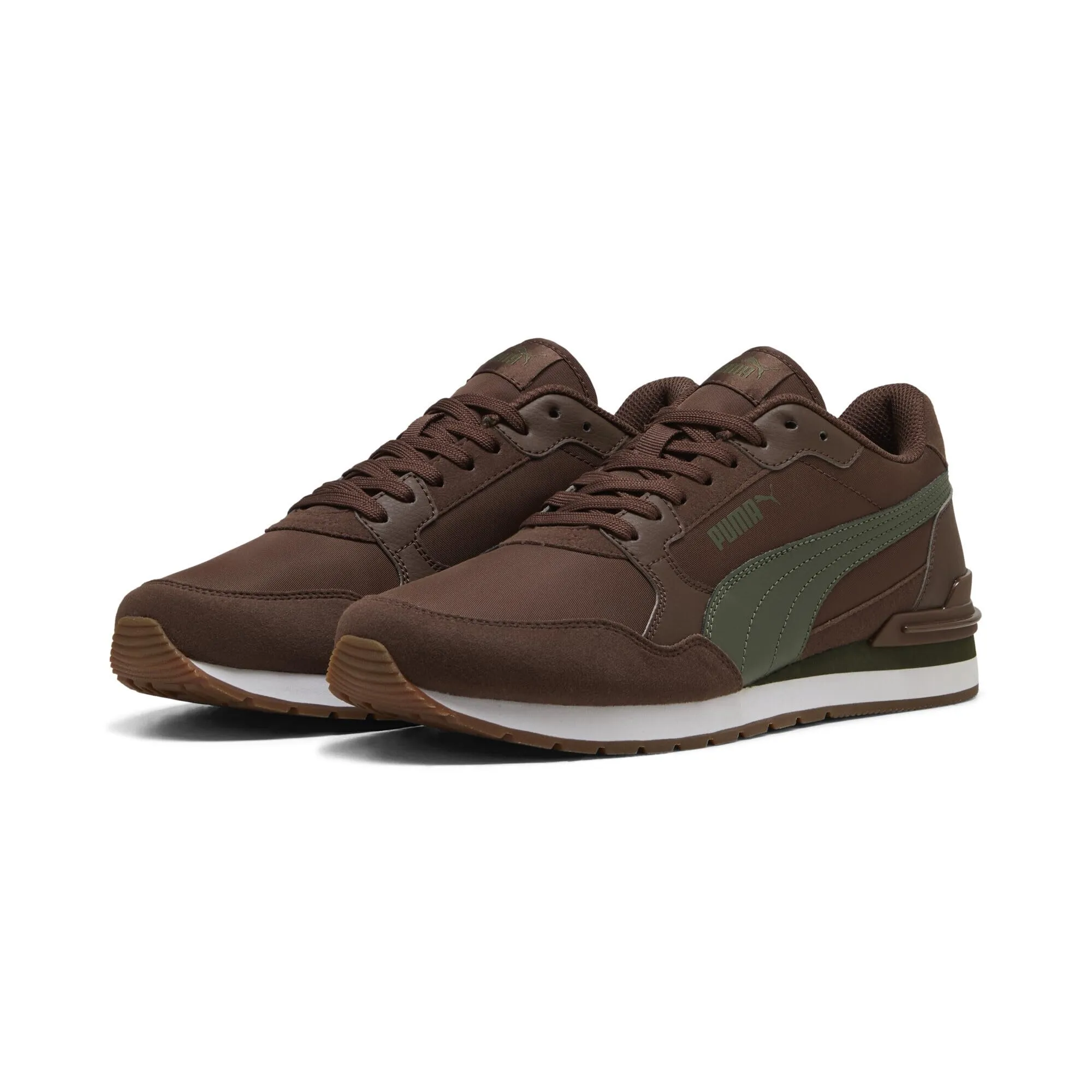 Puma ST Runner v4 Nylon Unisex Sneakers, Chestnut Brown Moss Veil White Gum Green, 42.5 - immagine 2