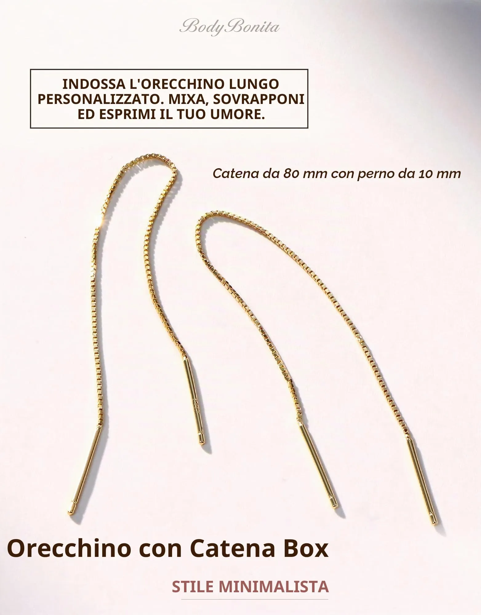 BodyBonita Orecchini Pendenti in Argento Sterling S925 Placcati in Oro 16K - immagine 2
