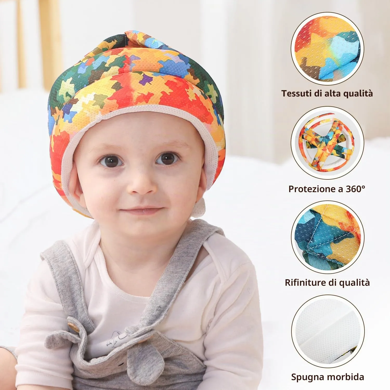 JUNUNDJING Caschetto Primi Passi per Bambini e Neonati 6-36 Mesi, Colore della Foglia d'Acero - immagine 3