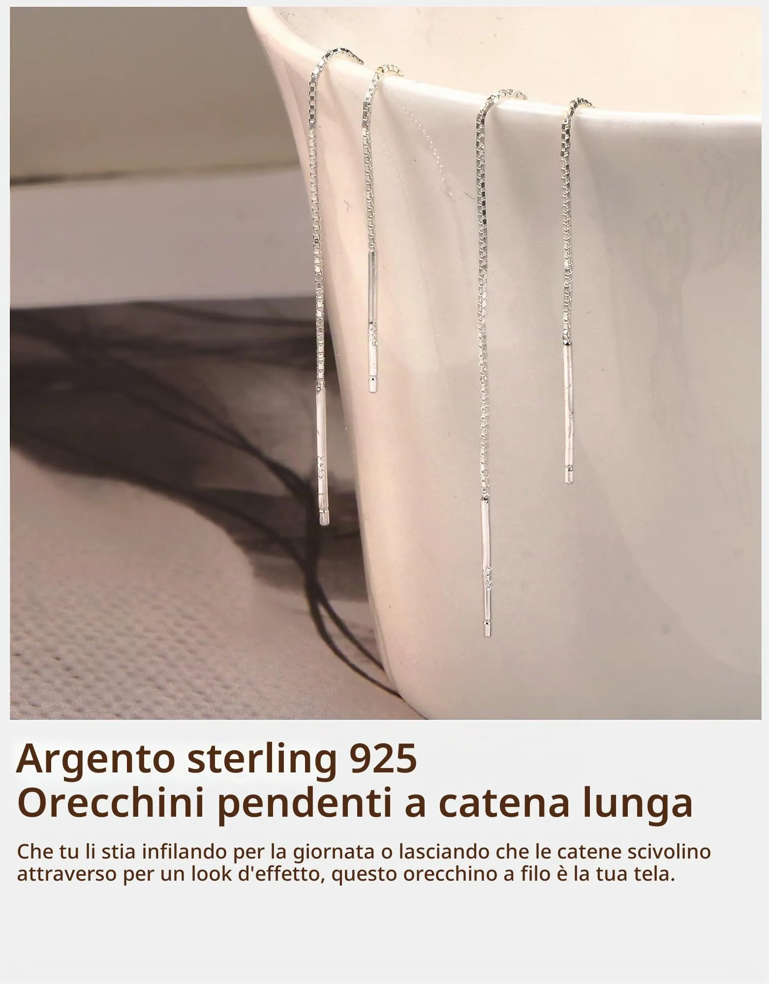 BodyBonita Orecchini Pendenti in Argento Sterling S925 per Donna - immagine 4
