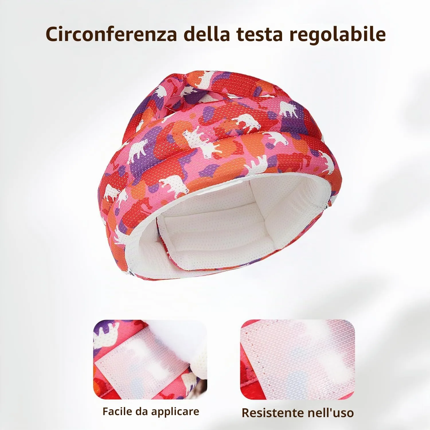 JUNUNDJING Caschetto Primi Passi per Bambini da 6 a 36 Mesi, Orso Rosso - immagine 4