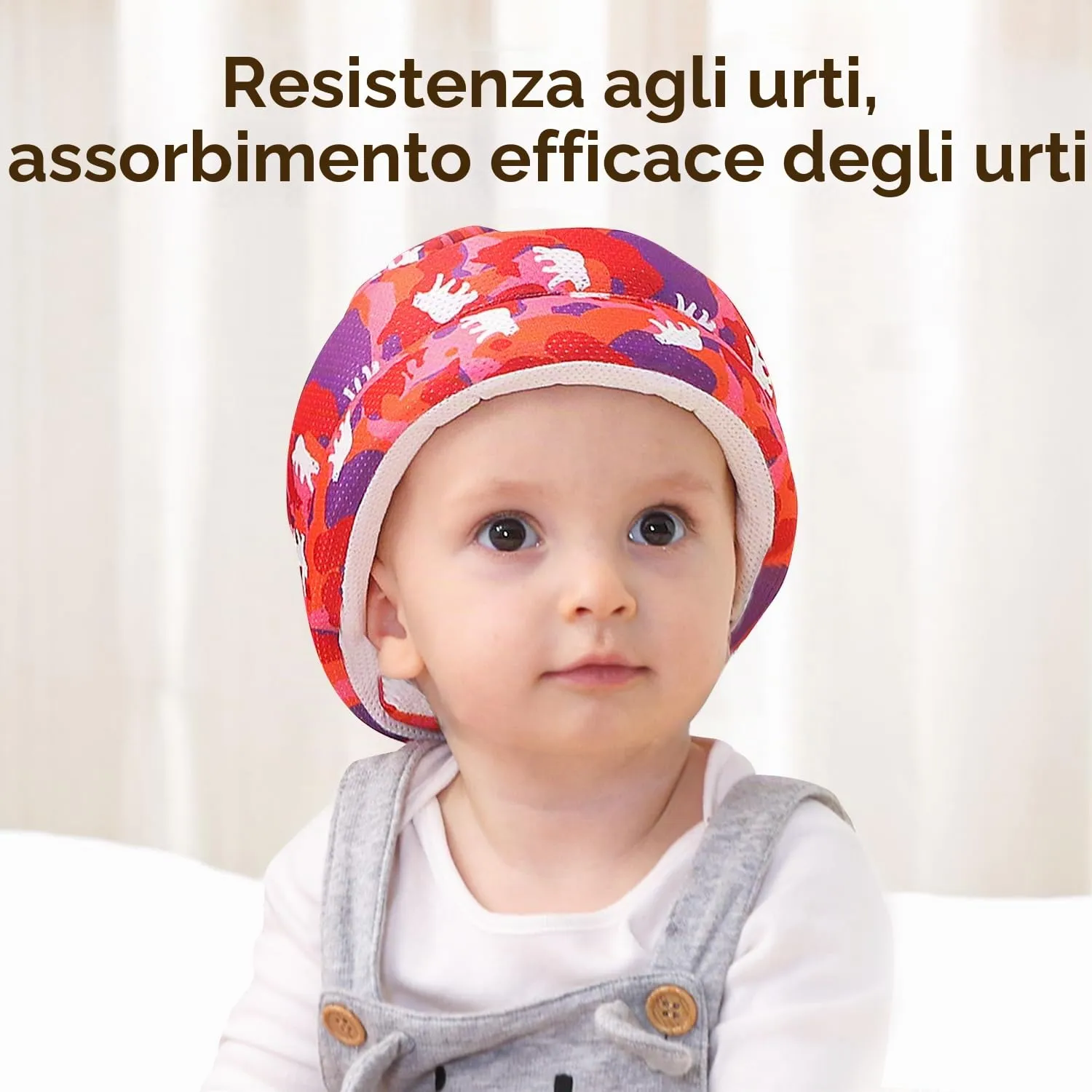JUNUNDJING Caschetto Primi Passi per Bambini da 6 a 36 Mesi, Orso Rosso - immagine 7