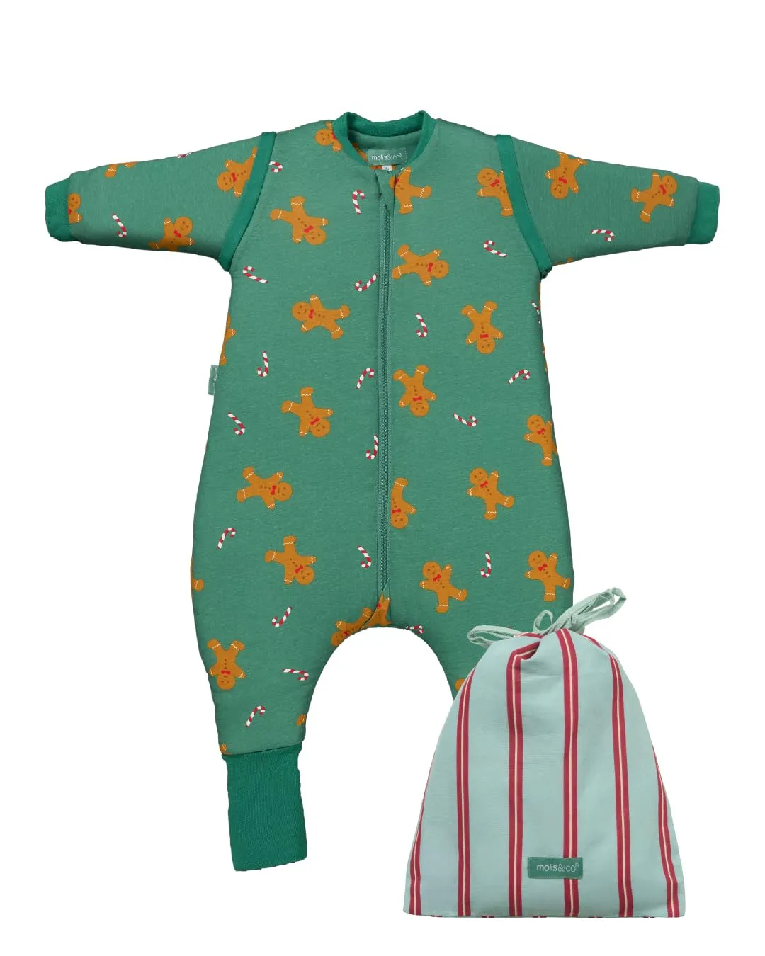 molis & co Sacco nanna per bambini con piedini, maniche e calzini rimovibili, 2,5 TOG, 100% cotone, 70 cm (1 anno) - immagine 1