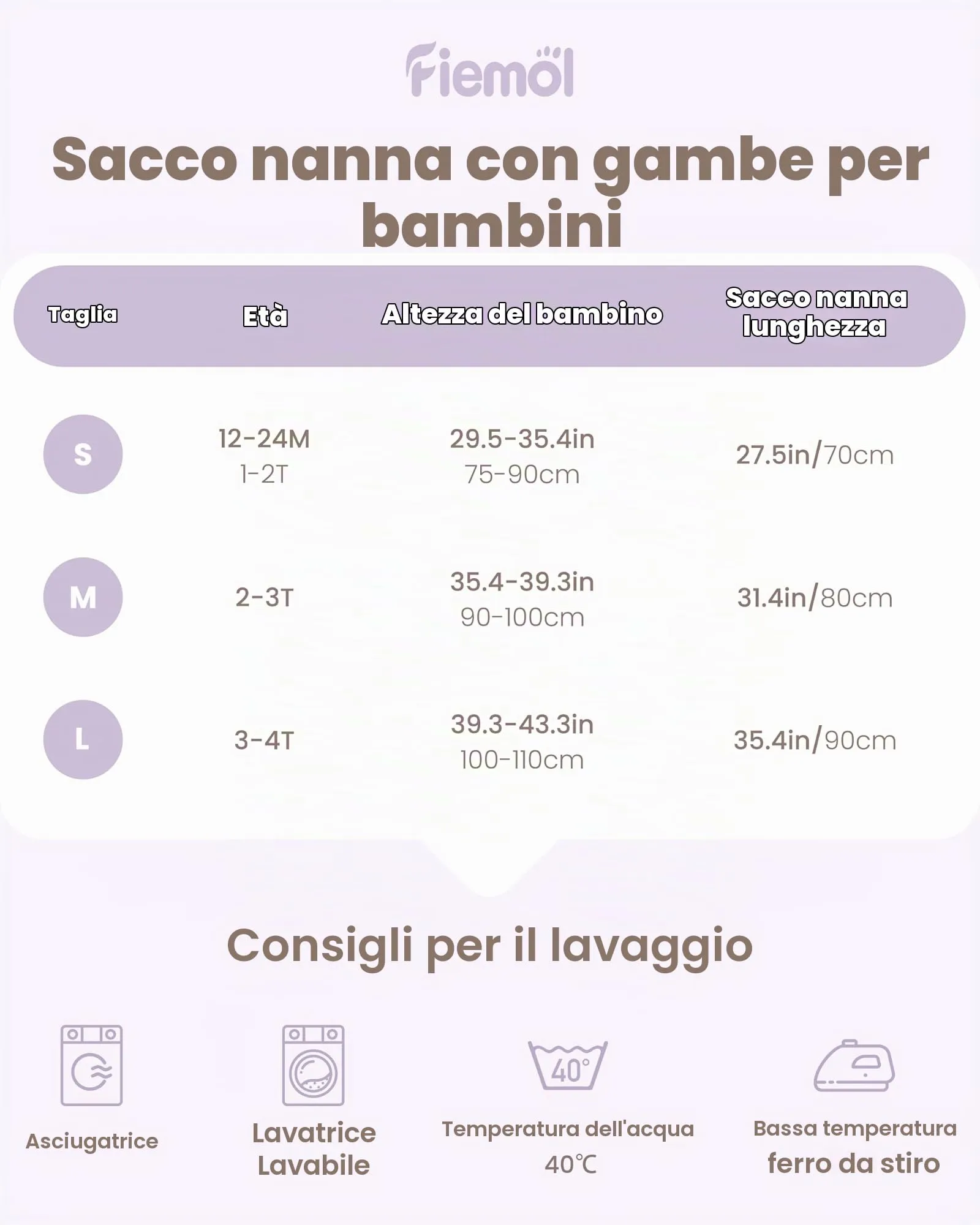 FIEMOL Sacco Nanna con piedini 3-4 Anni Tog 0.5 100% Cotone Farfalla Viola - immagine 6