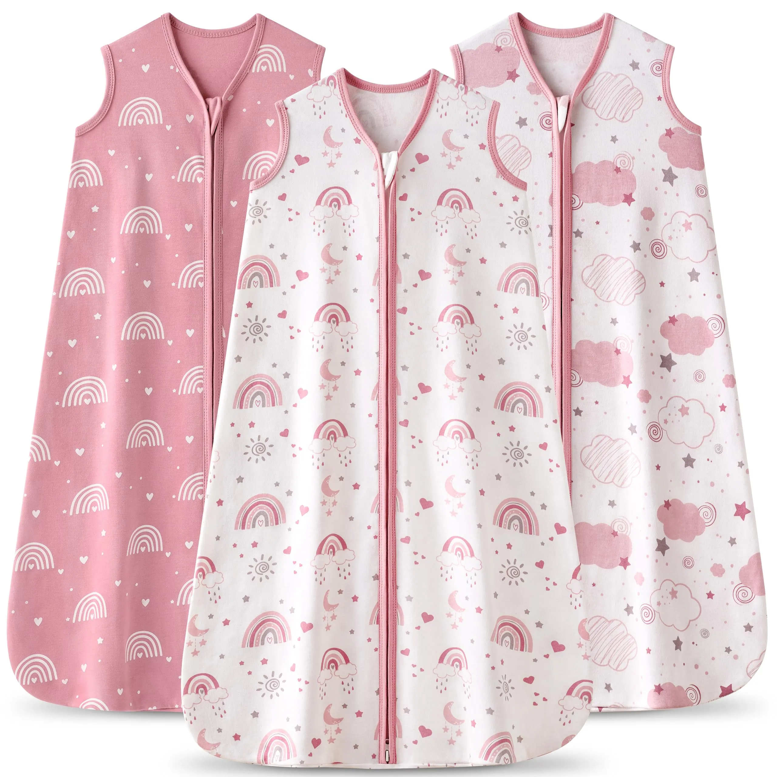 FIEMOL Sacco Nanna 18-24 Mesi 0,5 Tog in Cotone, 3 Pezzi, Arcobaleno Rosa - immagine 1
