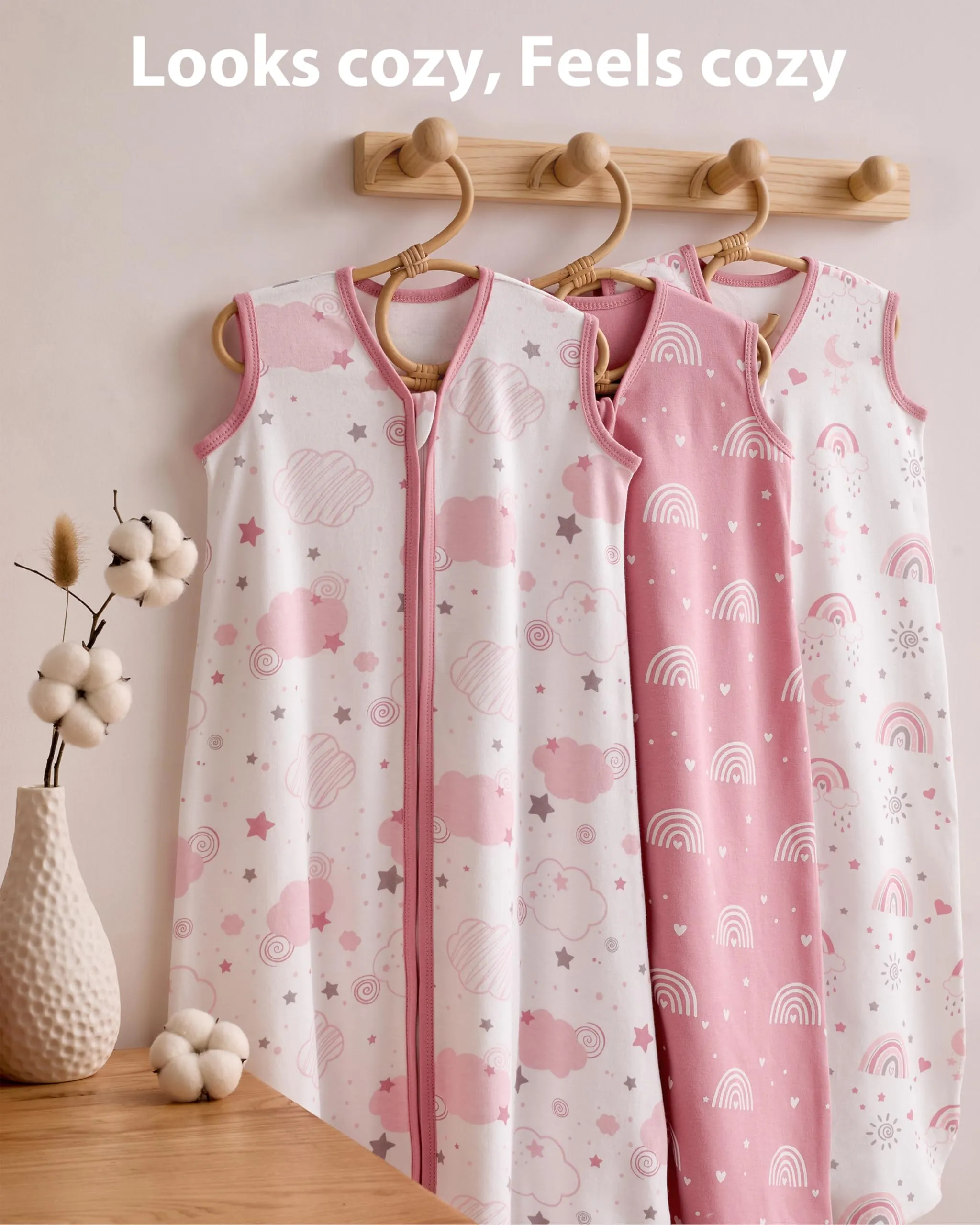 FIEMOL Sacco Nanna 18-24 Mesi 0,5 Tog in Cotone, 3 Pezzi, Arcobaleno Rosa - immagine 8