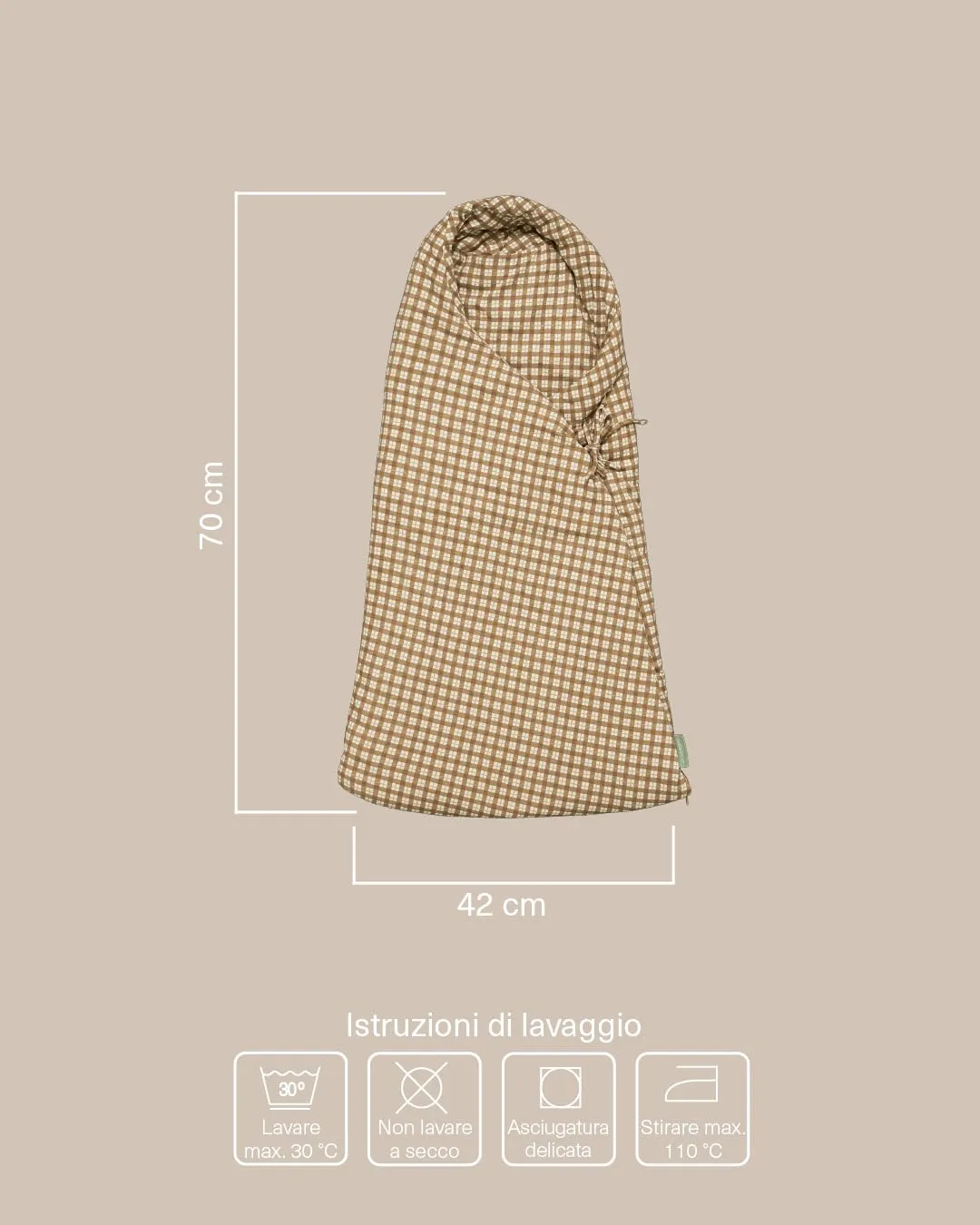 molis&co Sacco Passeggino Universale Invernale, Primavera e Autunno TOG 2.5, 100% Cotone OEKO-TEX 100 (Brown Checks) - immagine 2
