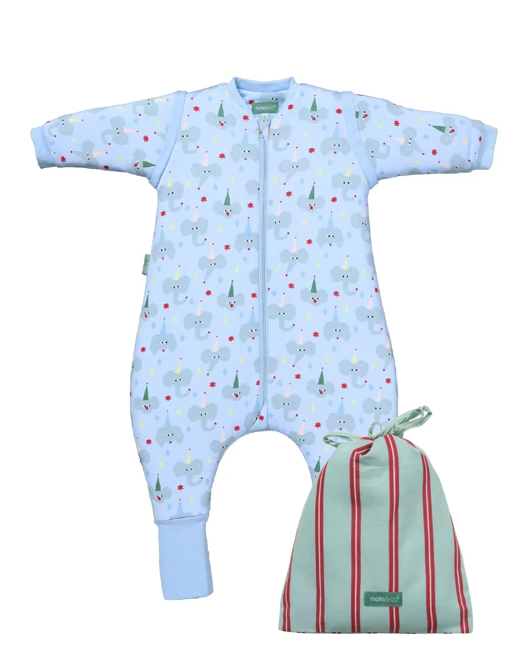 Molis & Co Sacco Nanna per Bambini con Piedini, Maniche e Calzini Rimovibili, 2,5 TOG, 100% Cotone, 60 cm (6 Mesi) - immagine 1