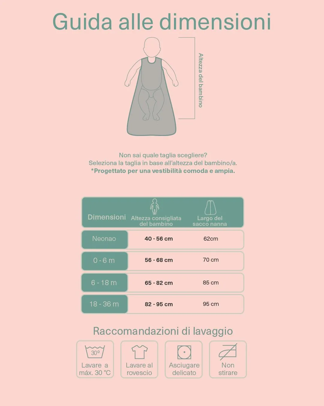molis & co Sacco nanna per neonato, 2,5 Tog, 60 cm (0 mesi), 100% cotone Oeko-Tex 100, pan di zenzero - immagine 2