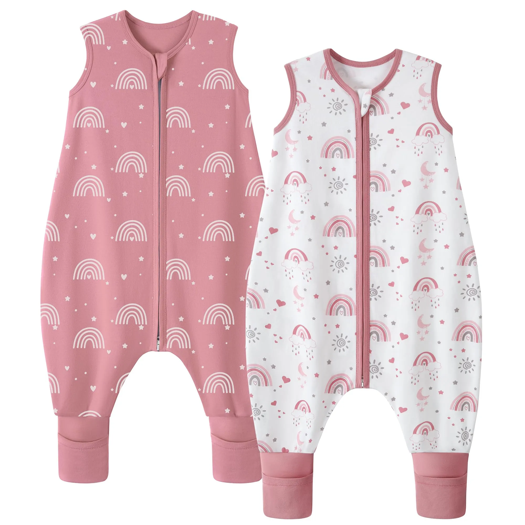 FIEMOL Sacco Nanna con Piedini, 18-36 Mesi, TOG 0.5, 100% Cotone, Arcobaleno Rosa - immagine 1