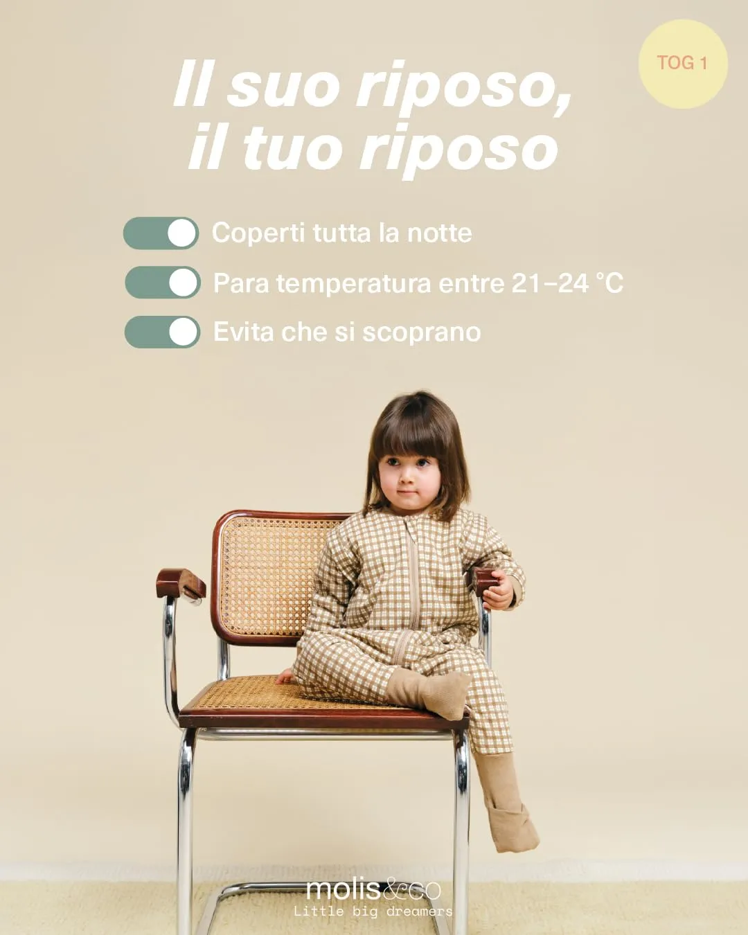 molis & co Sacco Nanna con piedini, maniche staccabili e calzini, Cotone Oeko-Tex, Leggermente Imbotito - Brown Checks (6 anni) - immagine 5