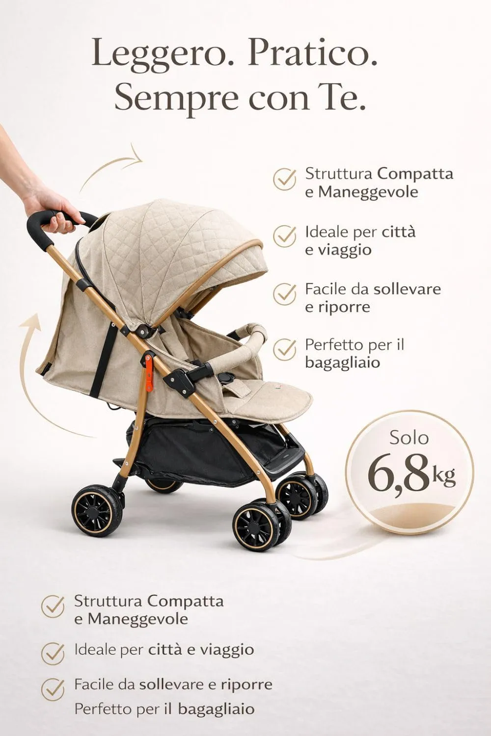 Leonardo Baby Passeggino Leggero Pieghevole 0-36 Mesi - immagine 2
