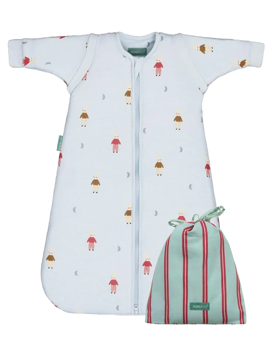 molis&co Sacco Nanna con Maniche Staccabili per Neonati e Bambini, 2.5 TOG, 100% Cotone Oeko-TEX 100, Sleepy Bunnies, 0-6 mesi - immagine 1