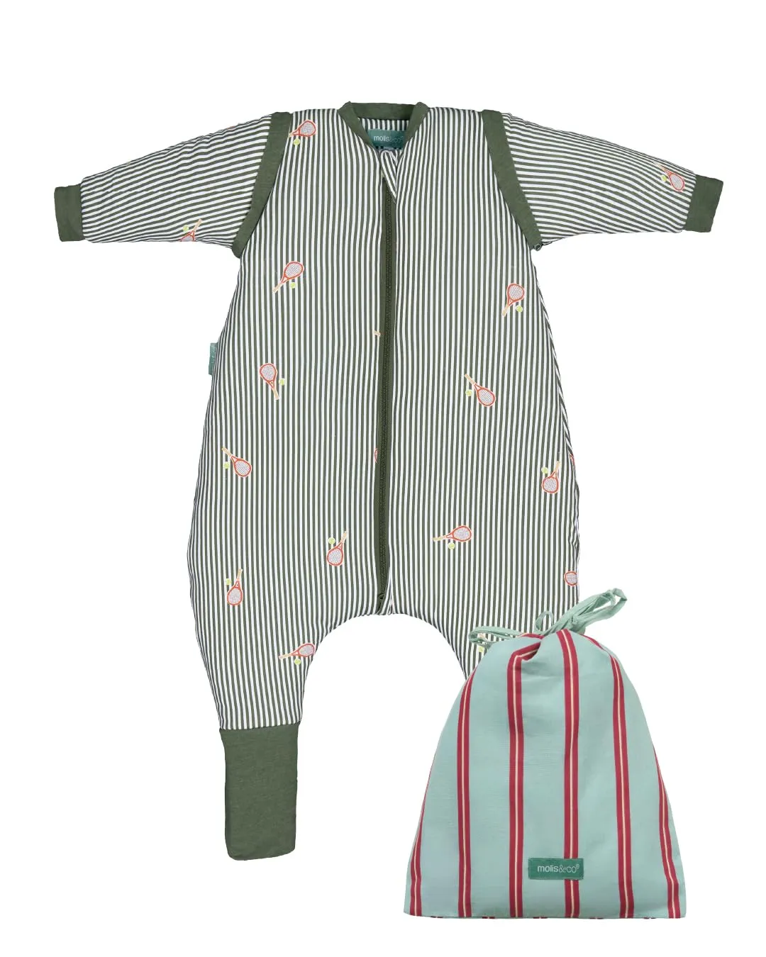 molis & co Sacco Nanna con piedini, maniche staccabili e calzini, 2.5 TOG, 100% Cotone Oeko-TEX 100, Tennis, 4 anni - immagine 1