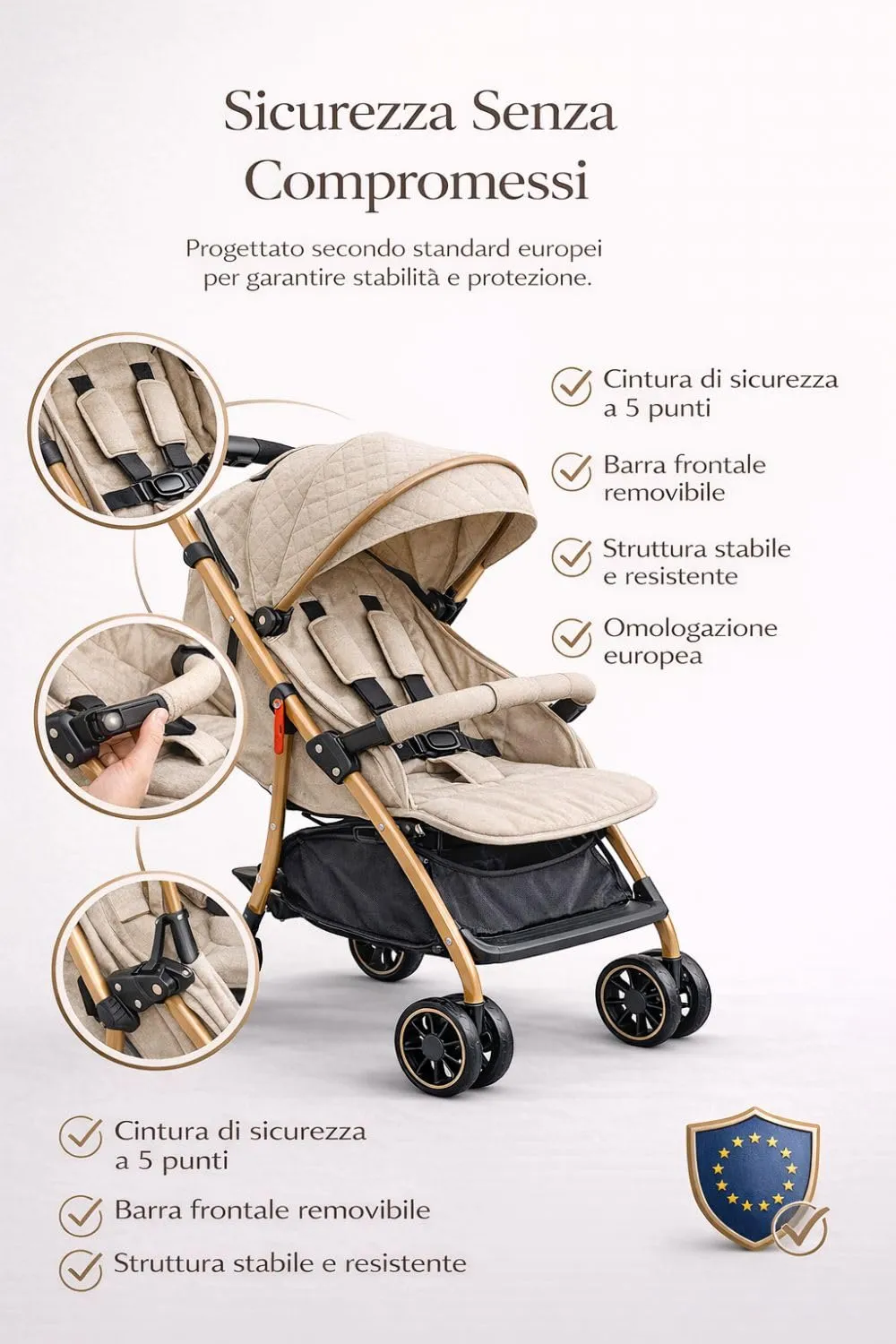 Leonardo Baby Passeggino Leggero Pieghevole 0-36 Mesi, Bordeaux - immagine 4