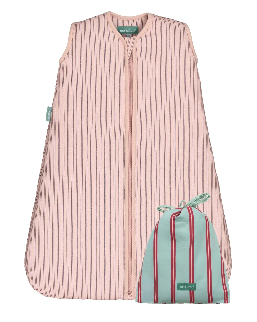 molis & co Sacco Nanna Invernale per Neonati e Bambini 2.5 TOG, 100% Cotone Oeko-TEX 100, Navy & Pink Stripes, 6-18 mesi - immagine 1