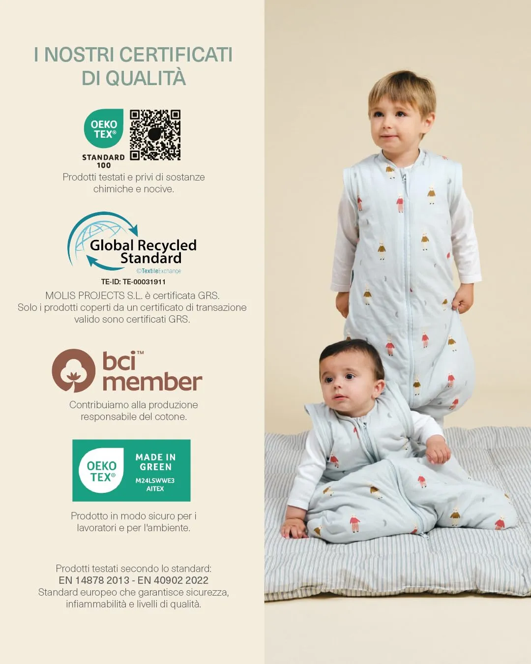 molis & co Sacco Nanna con Maniche Staccabili 2.5 TOG, 100% Cotone Oeko-TEX 100, Sleepy Bunnies, 12-18 mesi - immagine 7