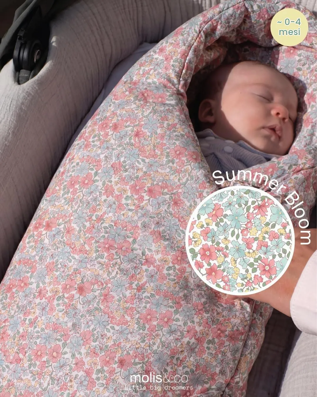 molis&co Sacco Passeggino Universale Primavera e Autunno TOG 2.5, 100% Cotone OEKO-TEX 100 - Summer Bloom - immagine 5