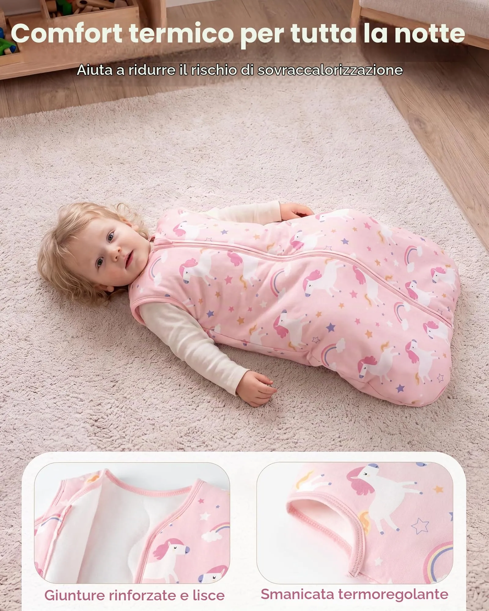 FIEMOL Sacco Nanna Invernale 2.5 tog, 0-6 Mesi, Cotone, Animale Rosa - immagine 5