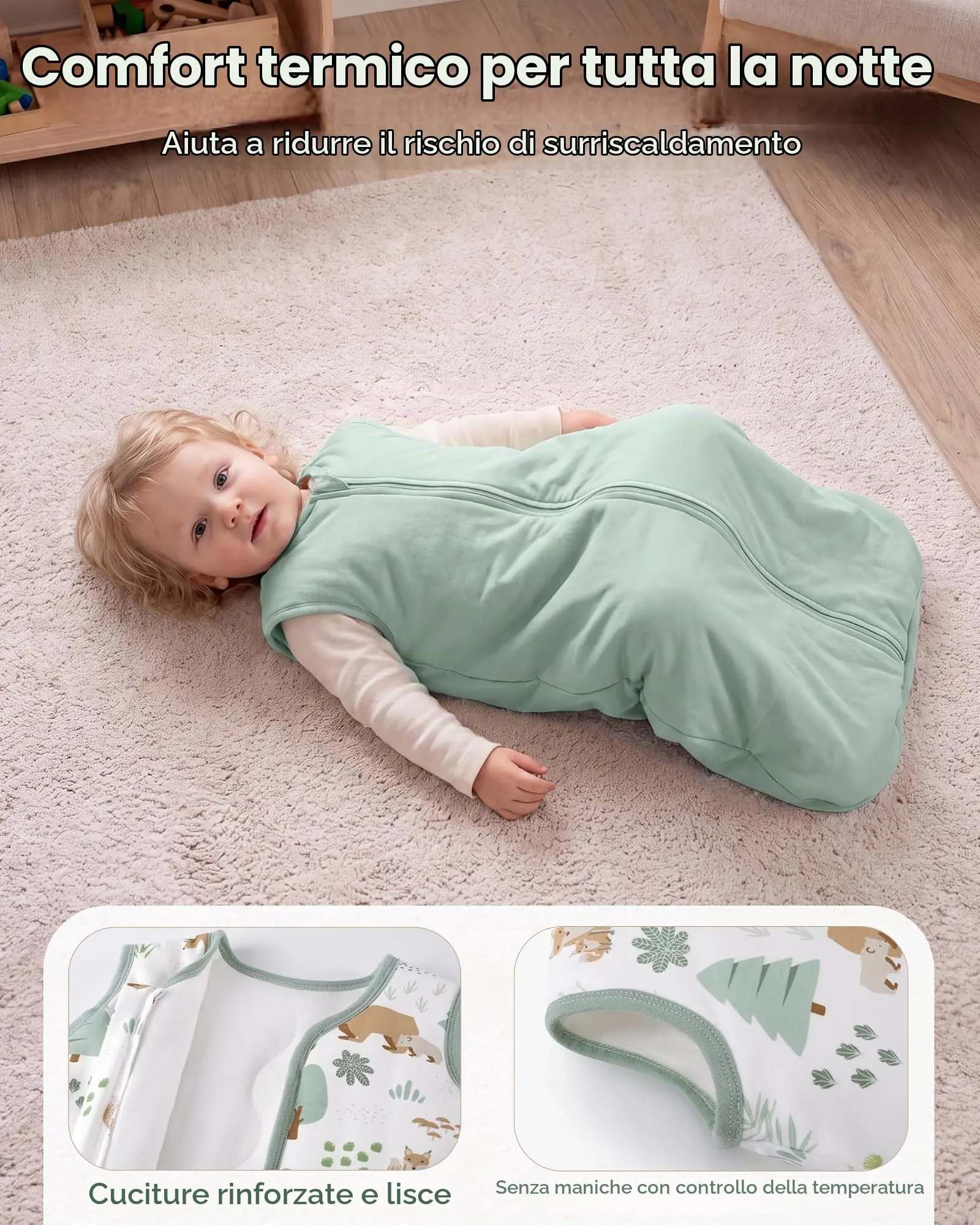 FIEMOL Sacco Nanna Neonato 0-6 Mesi, 1,5 TOG, Cotone - immagine 4