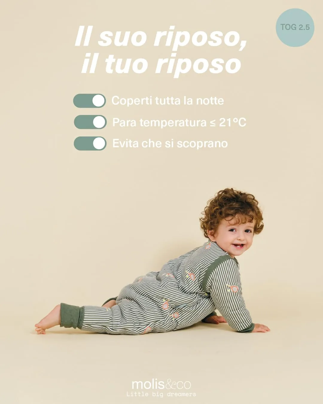 molis & co Sacco Nanna con piedini, maniche staccabili e calzini, 2.5 TOG, 100% Cotone Oeko-TEX 100, Tennis, 2 anni - immagine 5