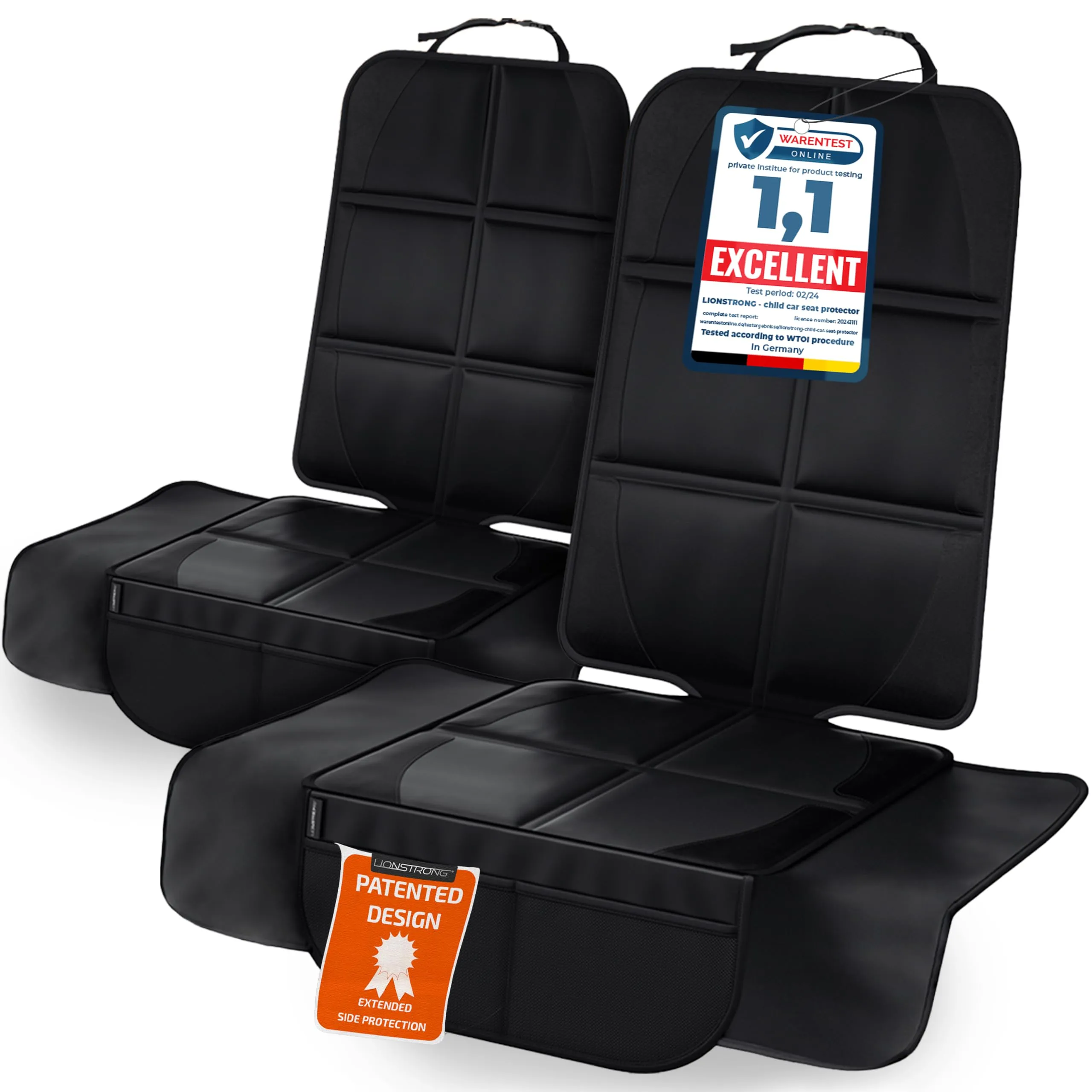 LIONSTRONG Protettori per Sedile ISOFIX Extra Grande, Nero - immagine 1