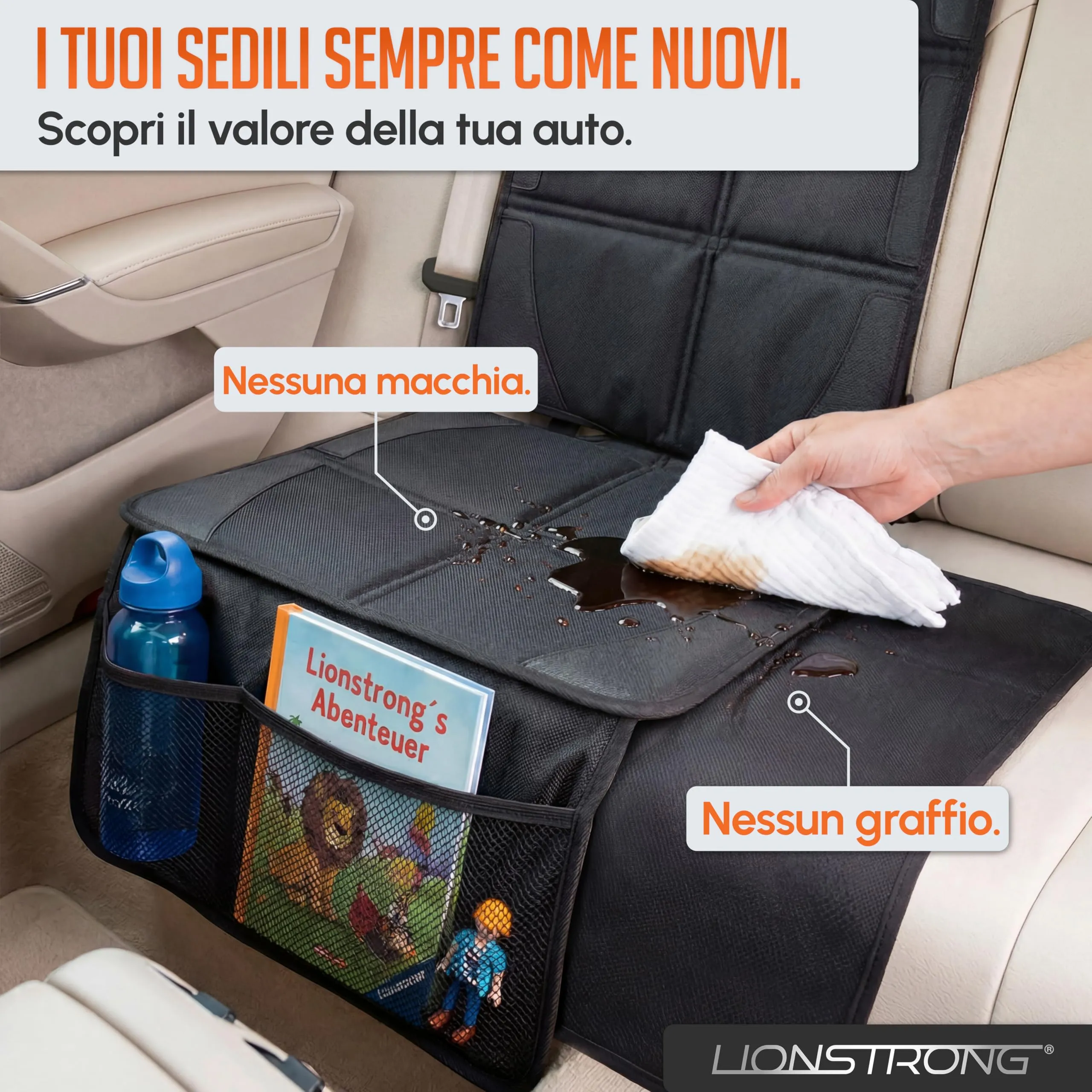 LIONSTRONG Protettori per Sedile ISOFIX Extra Grande, Nero - immagine 2