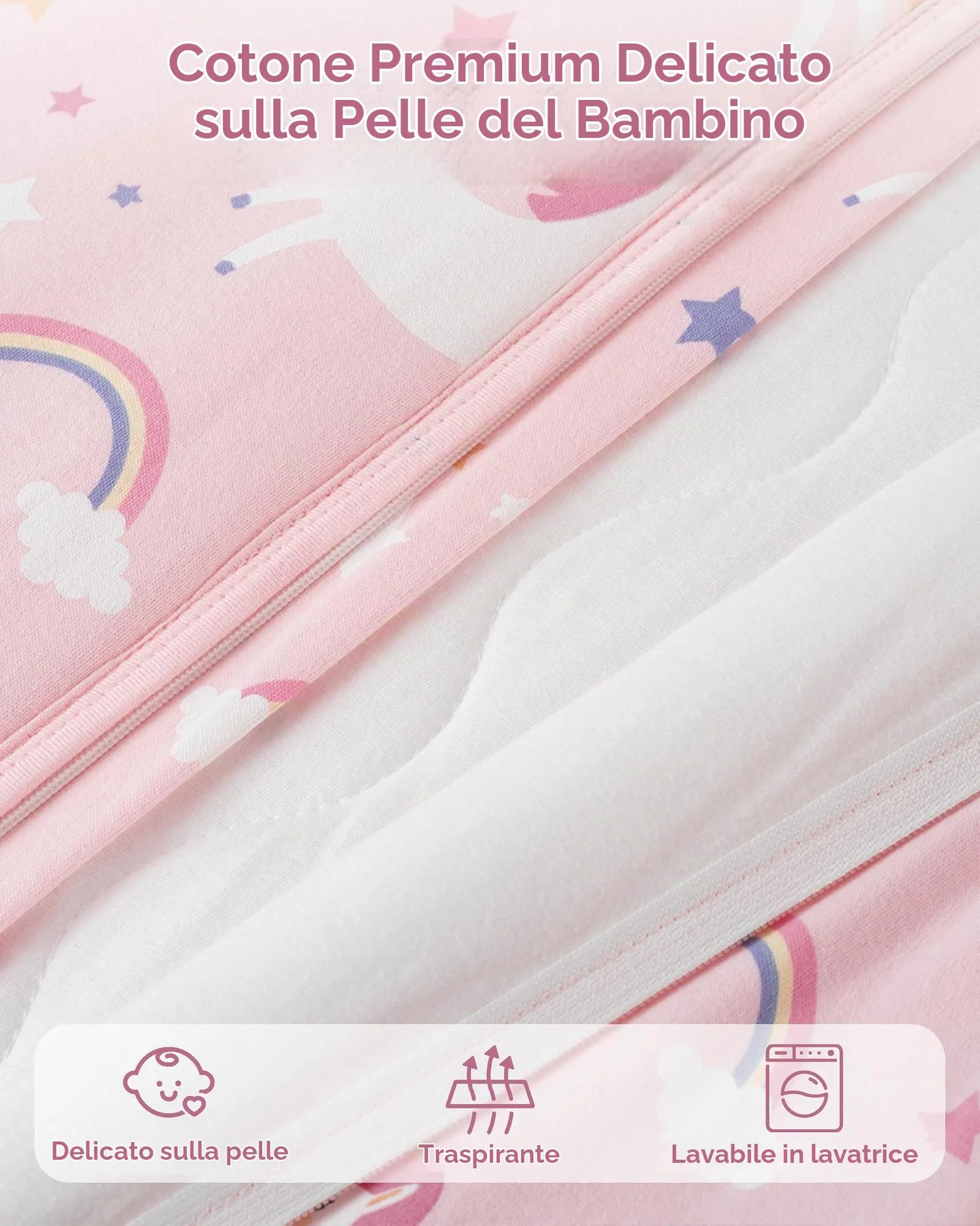FIEMOL Sacco Nanna Invernale 2.5 TOG, 6-12 Mesi, Cotone Traspirante, Animale Rosa - immagine 4