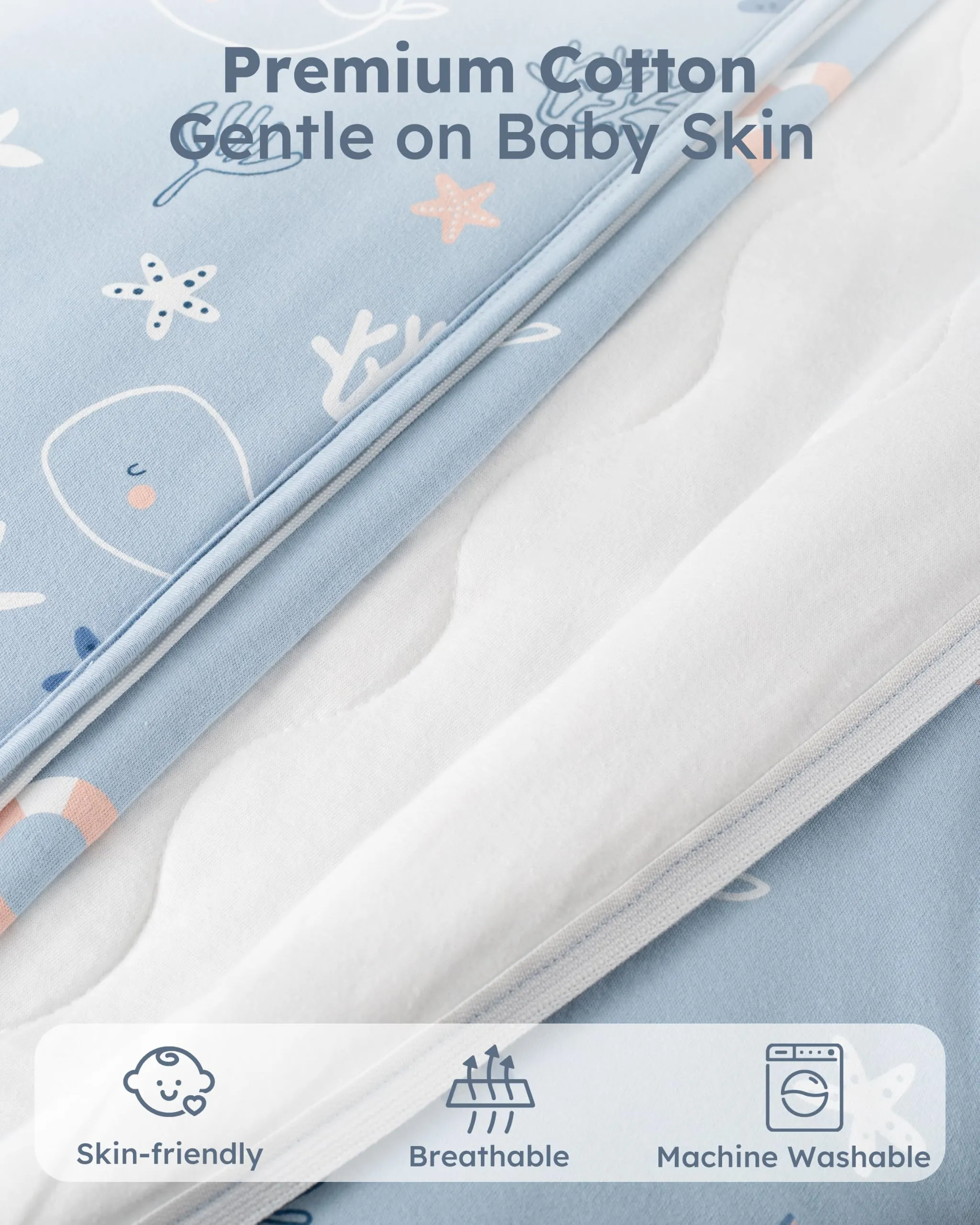 FIEMOL Sacco Nanna Invernale 2.5 tog, 12-18 Mesi, Cotone Traspirante, Balena Blu - immagine 3