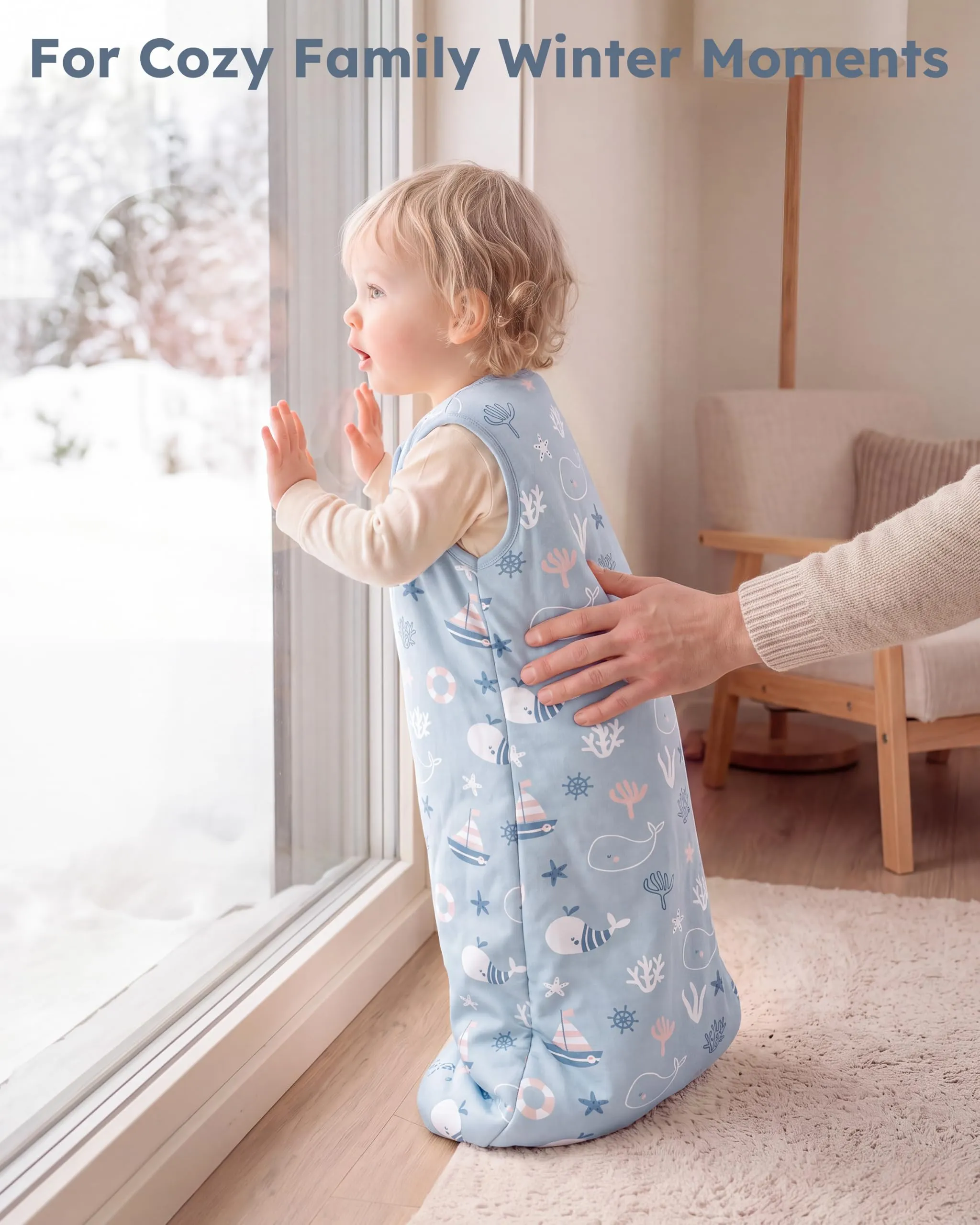 FIEMOL Sacco Nanna Invernale 2.5 tog, 12-18 Mesi, Cotone Traspirante, Balena Blu - immagine 5