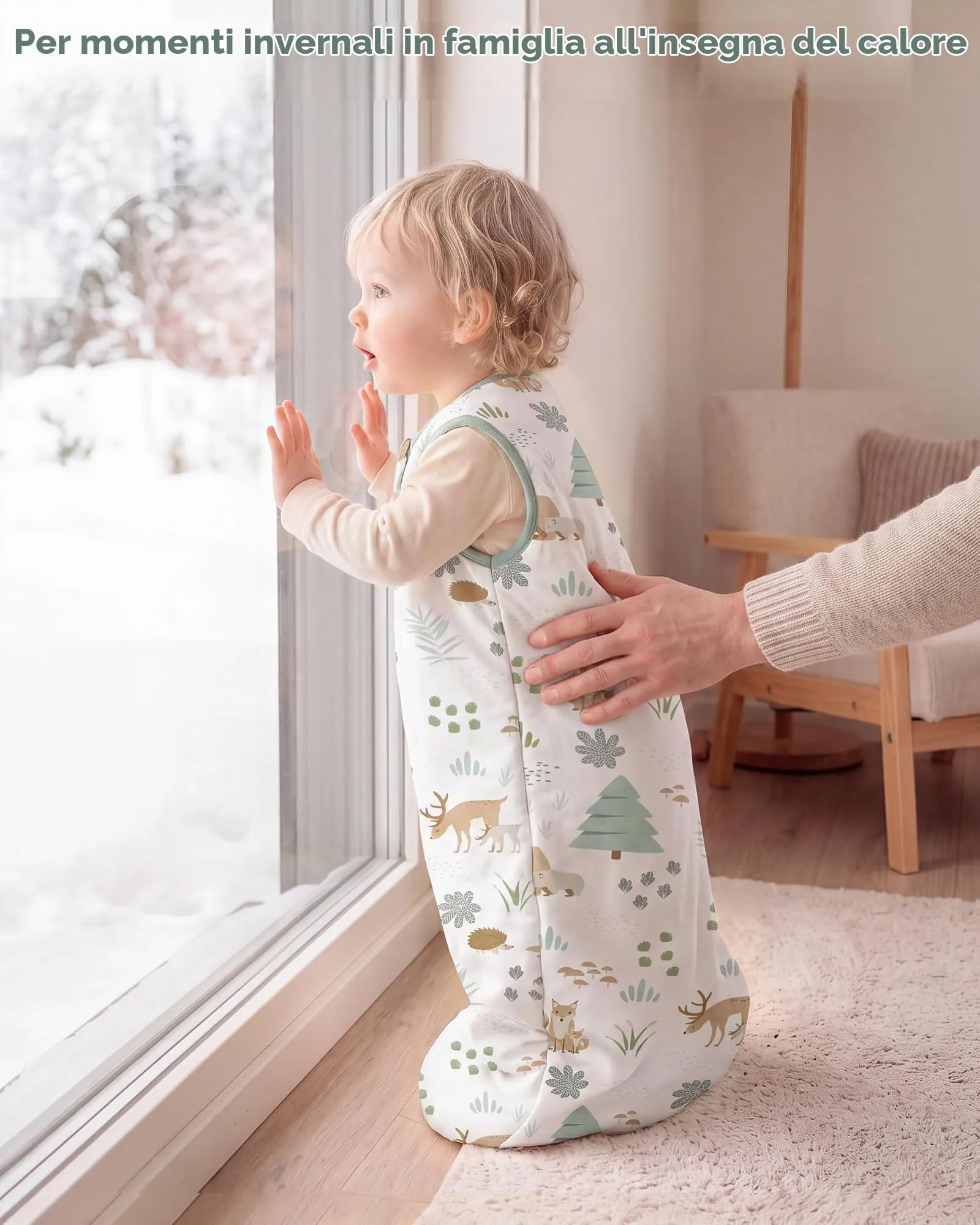FIEMOL Sacco Nanna Invernale 2.5 TOG, 0-6 Mesi, Cotone, Orso Verde - immagine 5