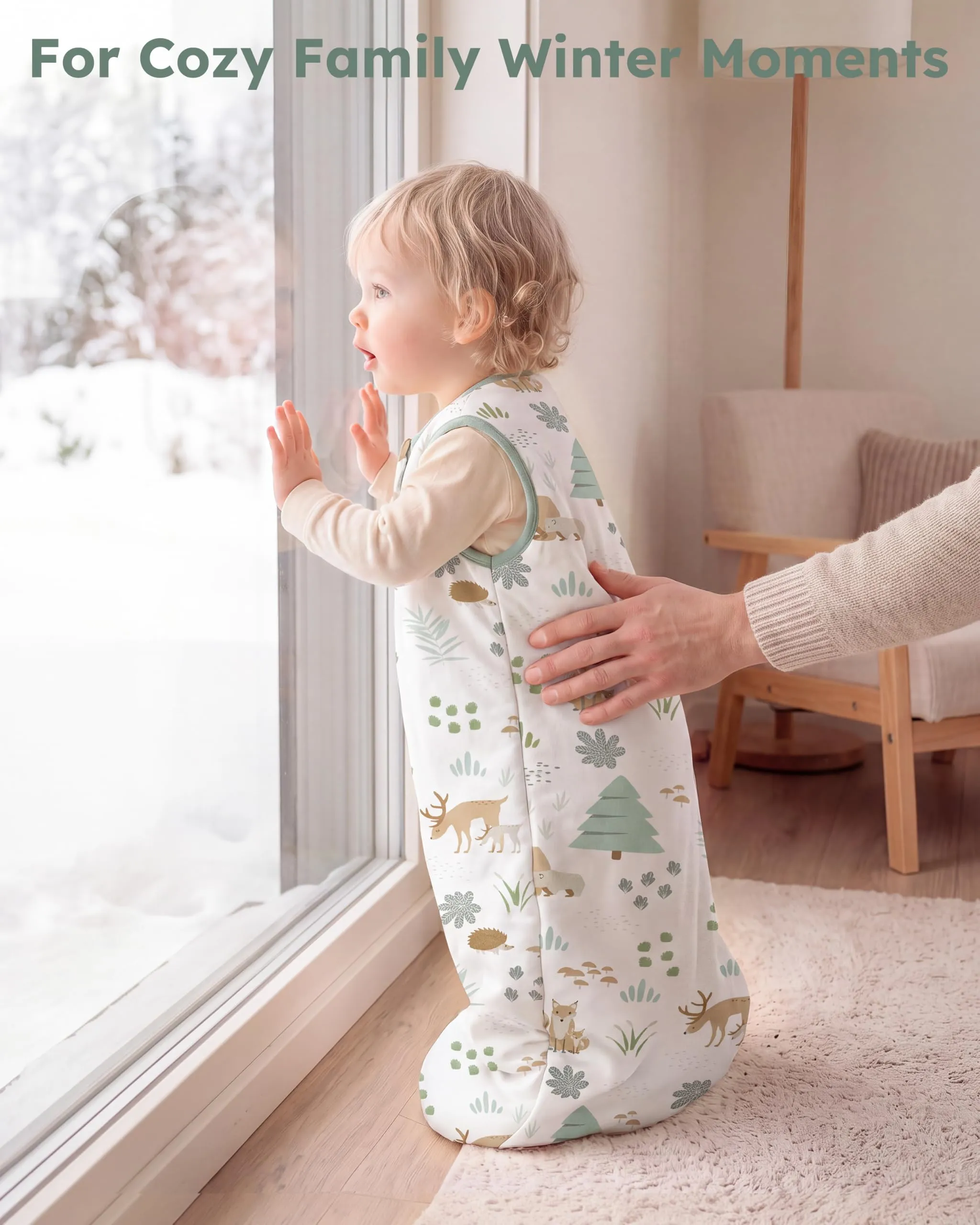 FIEMOL Sacco Nanna Invernale 2.5 tog, 18-24 Mesi, Cotone Traspirante, Orso Verde - immagine 5