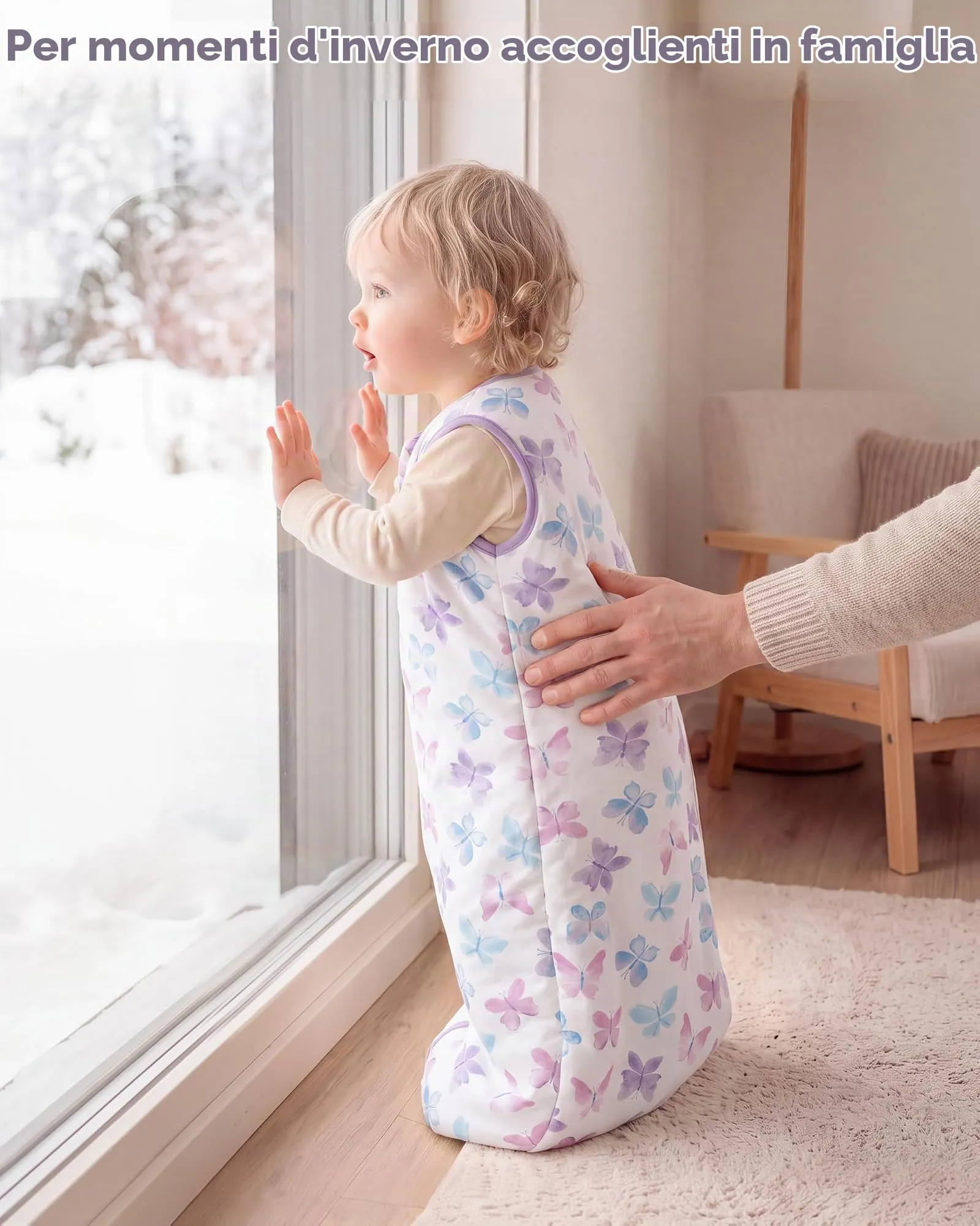 FIEMOL Sacco Nanna Invernale 2.5 TOG, 0-6 Mesi, Cotone, Farfalla Viola - immagine 6