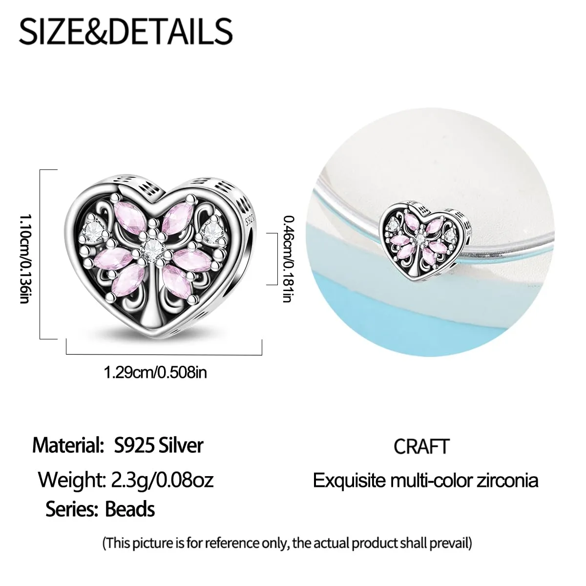 LIGHTDOG Ciondolo da donna in argento 925 per bracciali Pandora e stile europeo - immagine 5