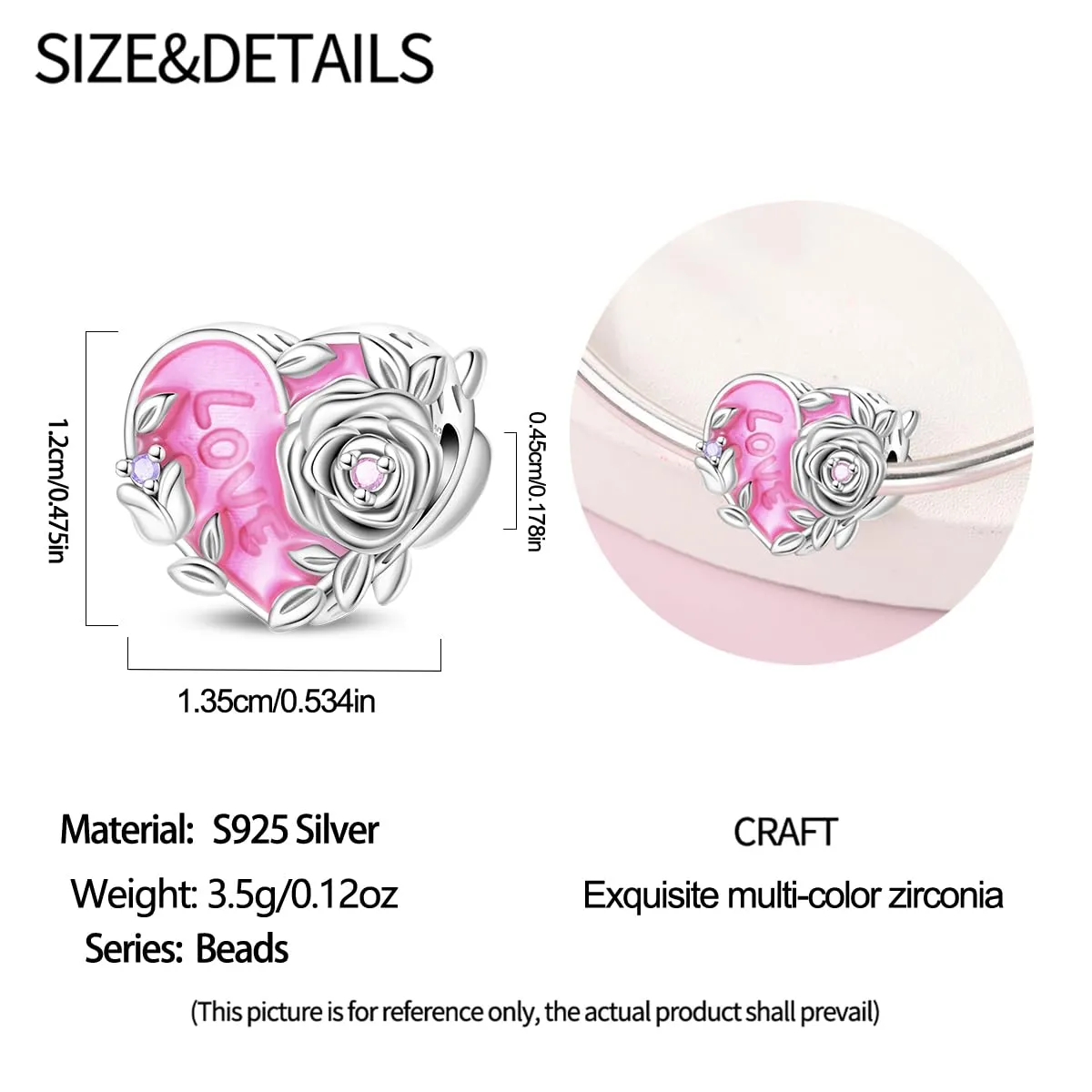 LIGHTDOG Ciondolo da donna in argento 925 compatibile con bracciali Pandora e stile europeo - immagine 5