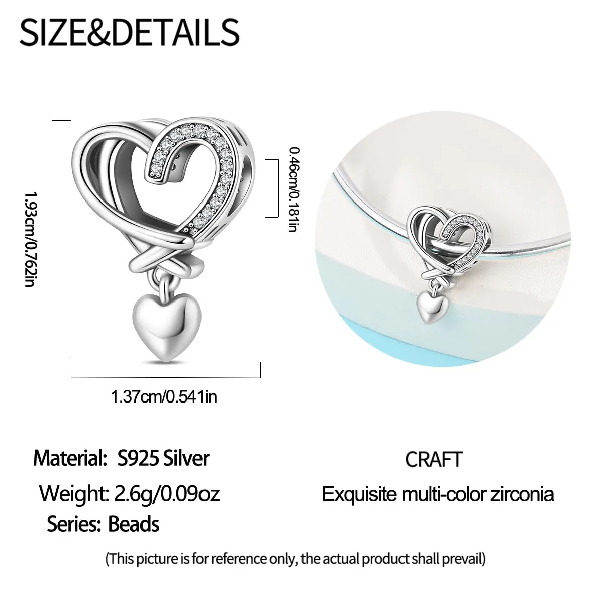 LIGHTDOG Ciondolo da donna in argento 925 compatibile con bracciali Pandora e stile europeo - immagine 5