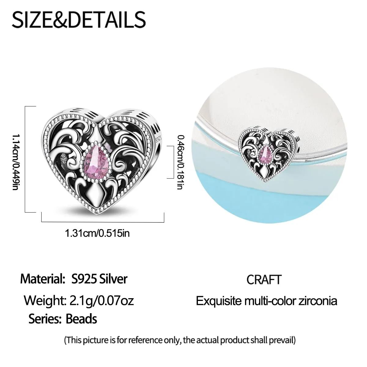 LIGHTDOG Ciondolo da donna in argento 925 per bracciali stile europeo e Pandora - immagine 5