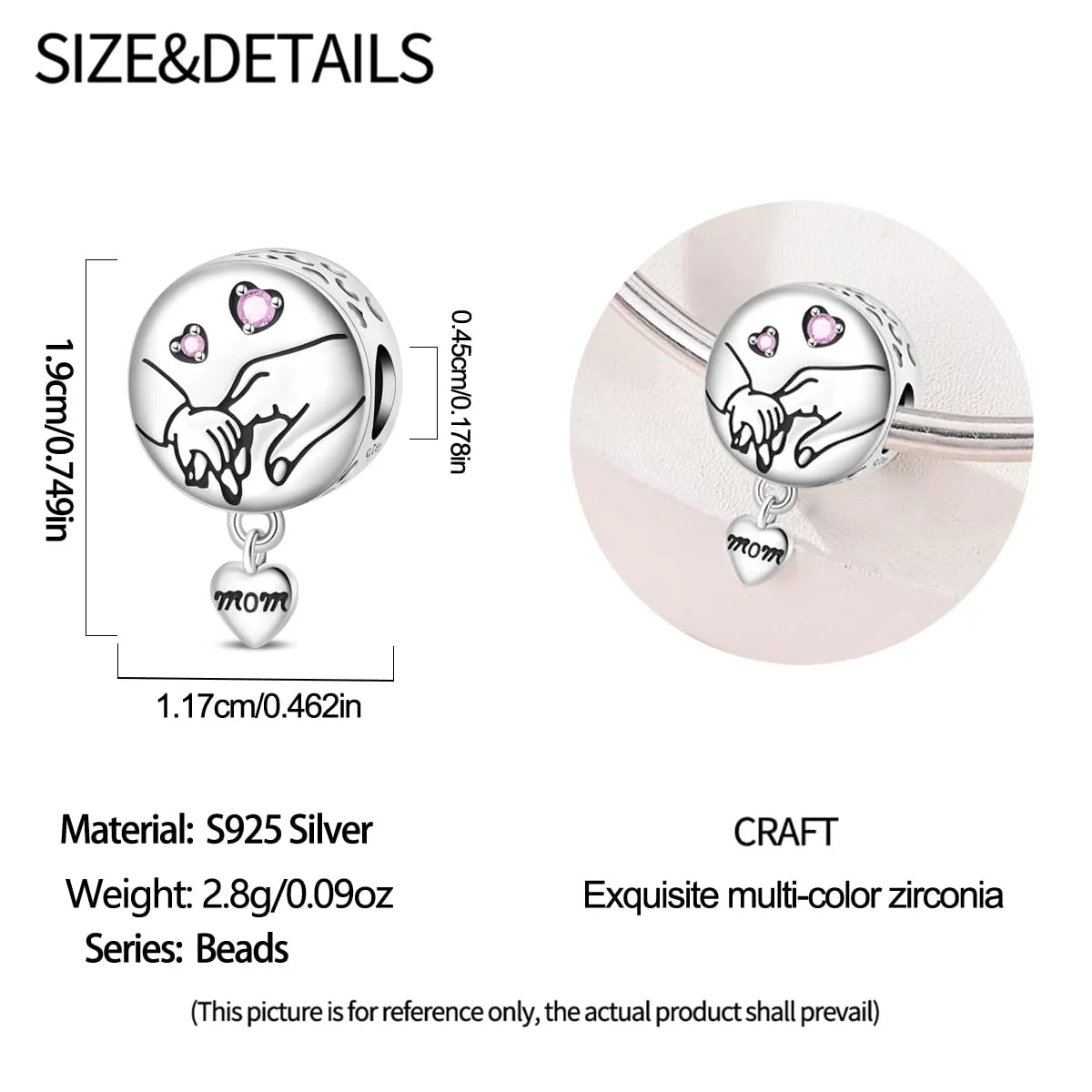 LIGHTDOG Ciondolo da donna in argento 925 compatibile con Pandora e bracciali stile europeo - immagine 5