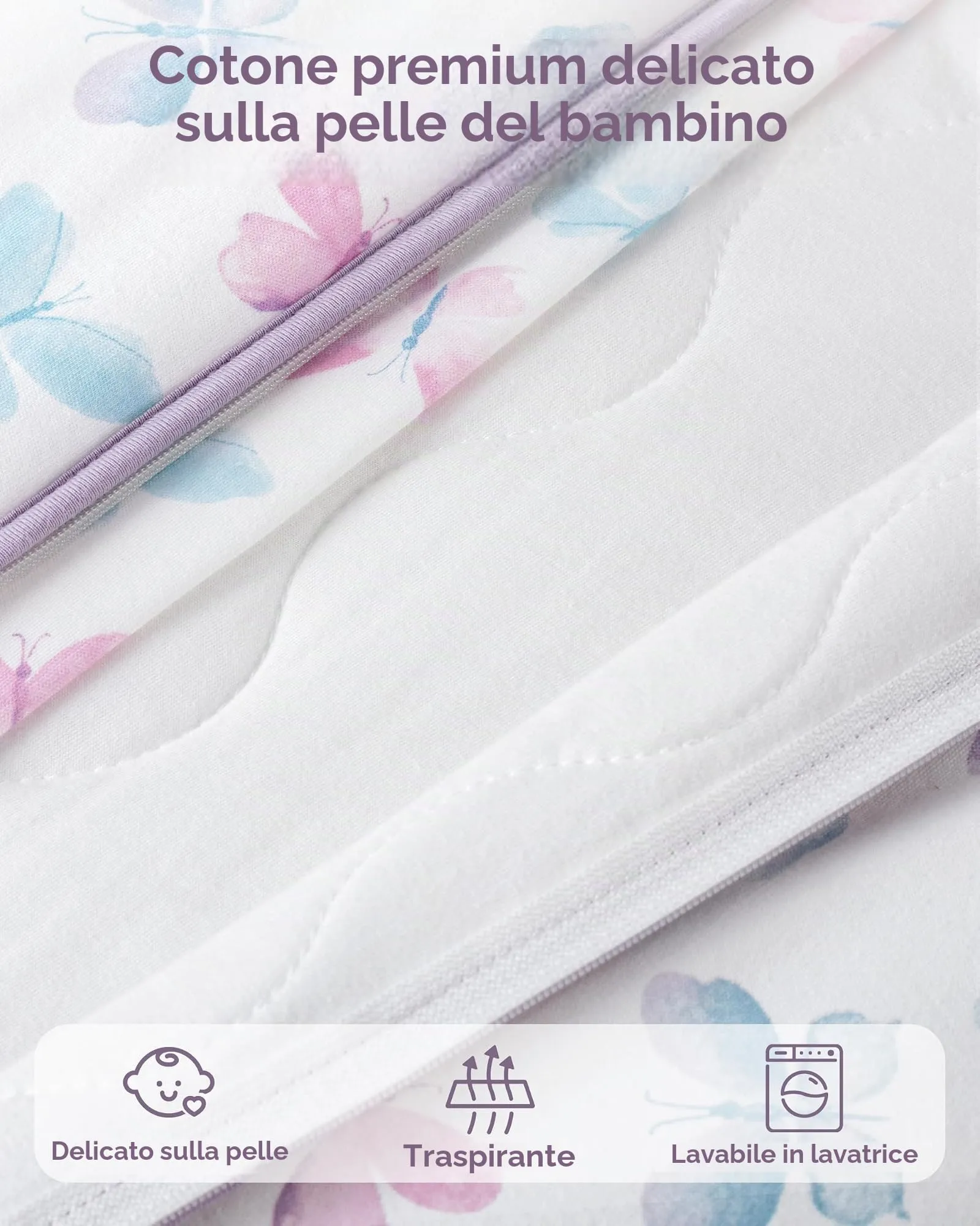 FIEMOL Sacco Nanna Neonato 0-6 Mesi, 1.5 TOG, Cotone, Farfalla - immagine 3
