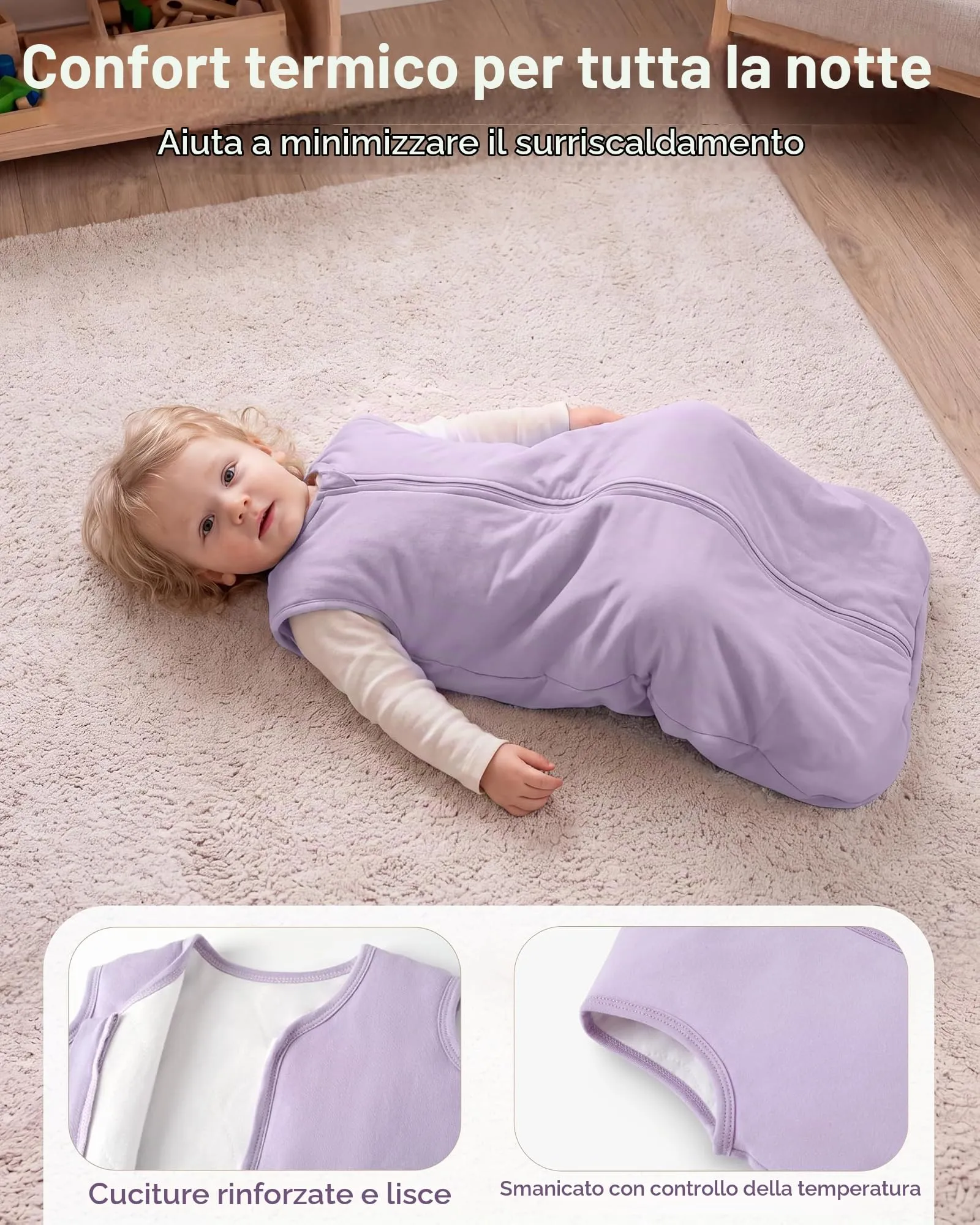FIEMOL Sacco Nanna Neonato 0-6 Mesi, 1.5 TOG, Cotone, Farfalla - immagine 4
