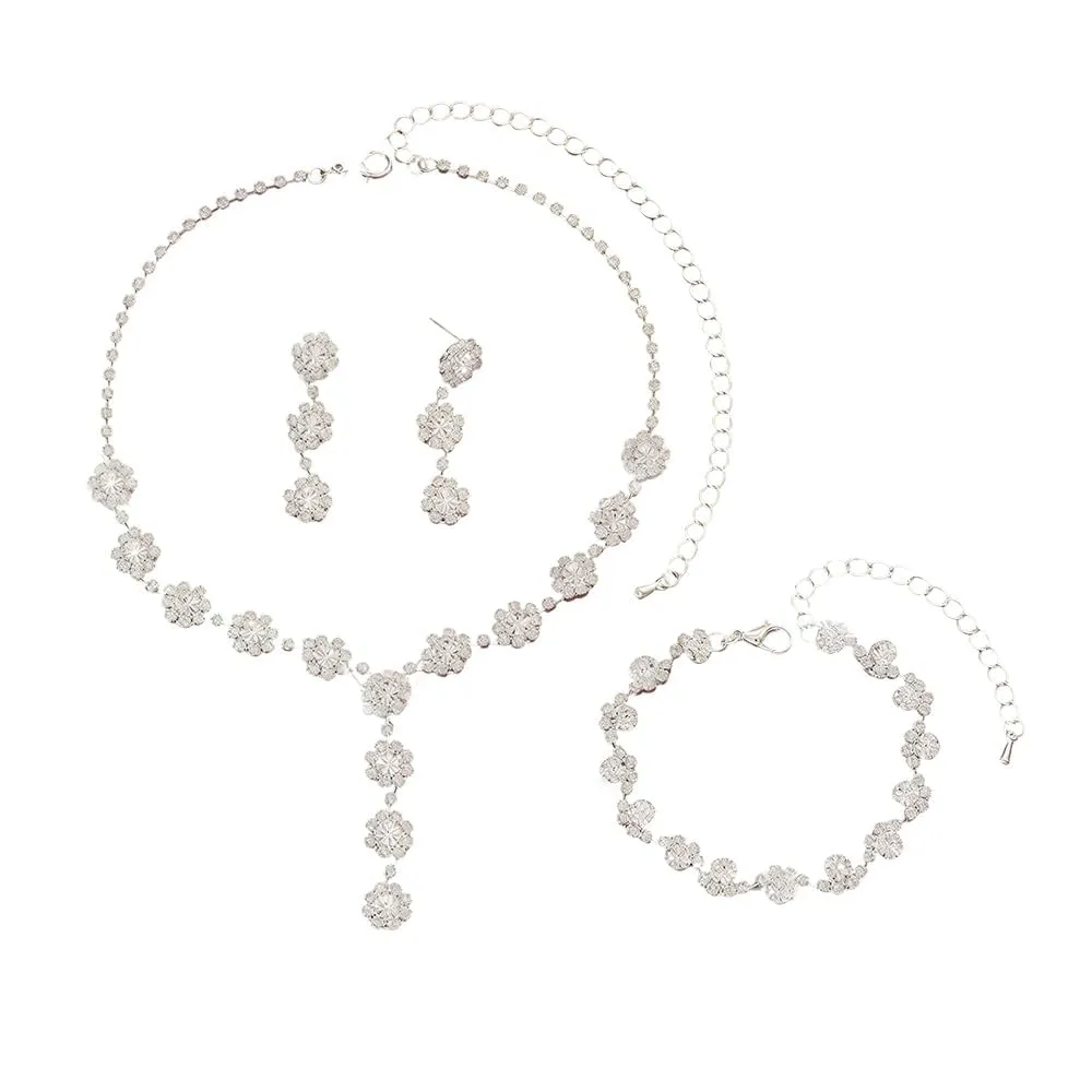 TTPSRY Parure Gioielli Donna Set Collana, Orecchini, Bracciale e Anello con Cristalli - immagine 1