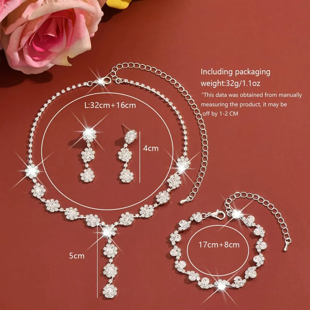 TTPSRY Parure Gioielli Donna Set Collana, Orecchini, Bracciale e Anello con Cristalli - immagine 2