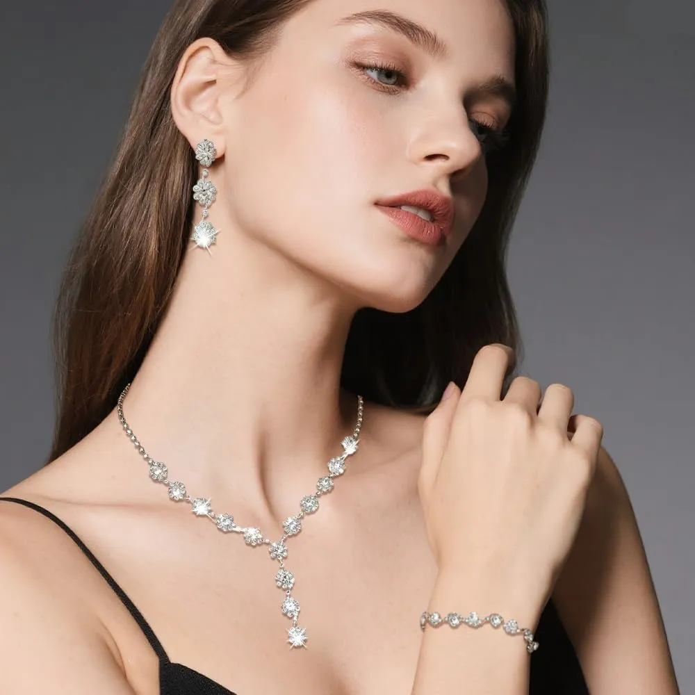 TTPSRY Parure Gioielli Donna Set Collana, Orecchini, Bracciale e Anello con Cristalli - immagine 7