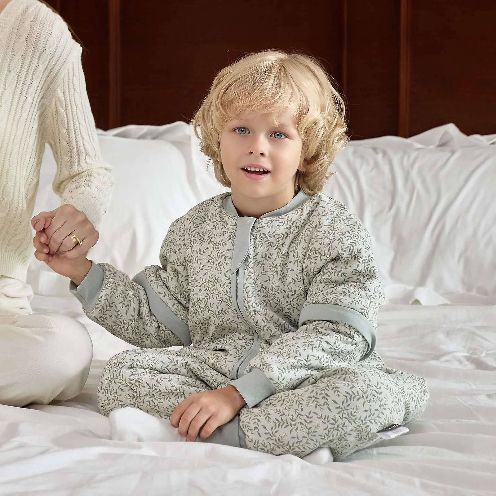 Mosebears Sacco nanna 2.5 Tog per bambino con gambe e maniche staccabili, Green Leaf, 3-4 anni - immagine 2