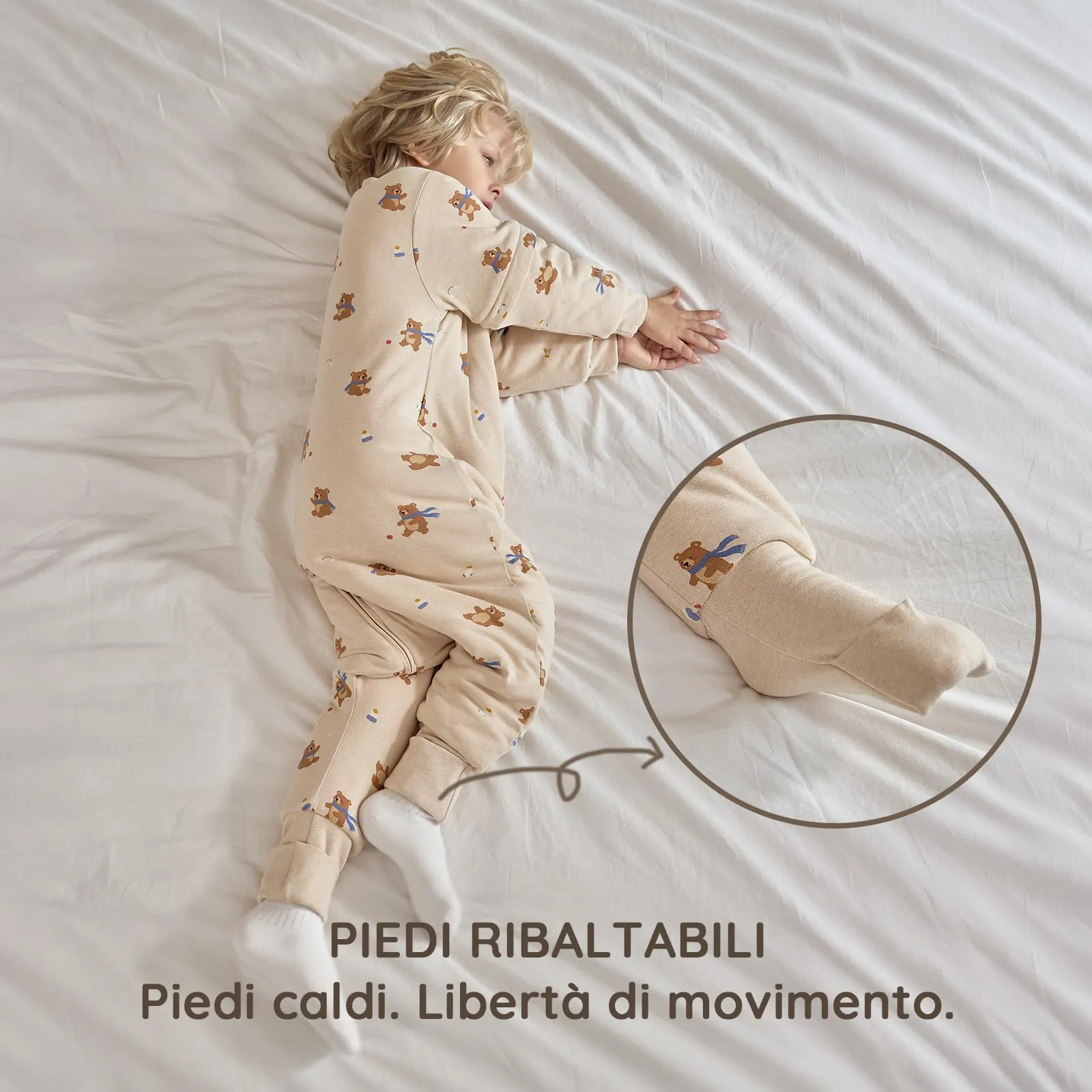 Mosebears Sacco Nanna con Gambe e Maniche Staccabili, 2.5 Tog, Brown Bear, 3-4 anni - immagine 7