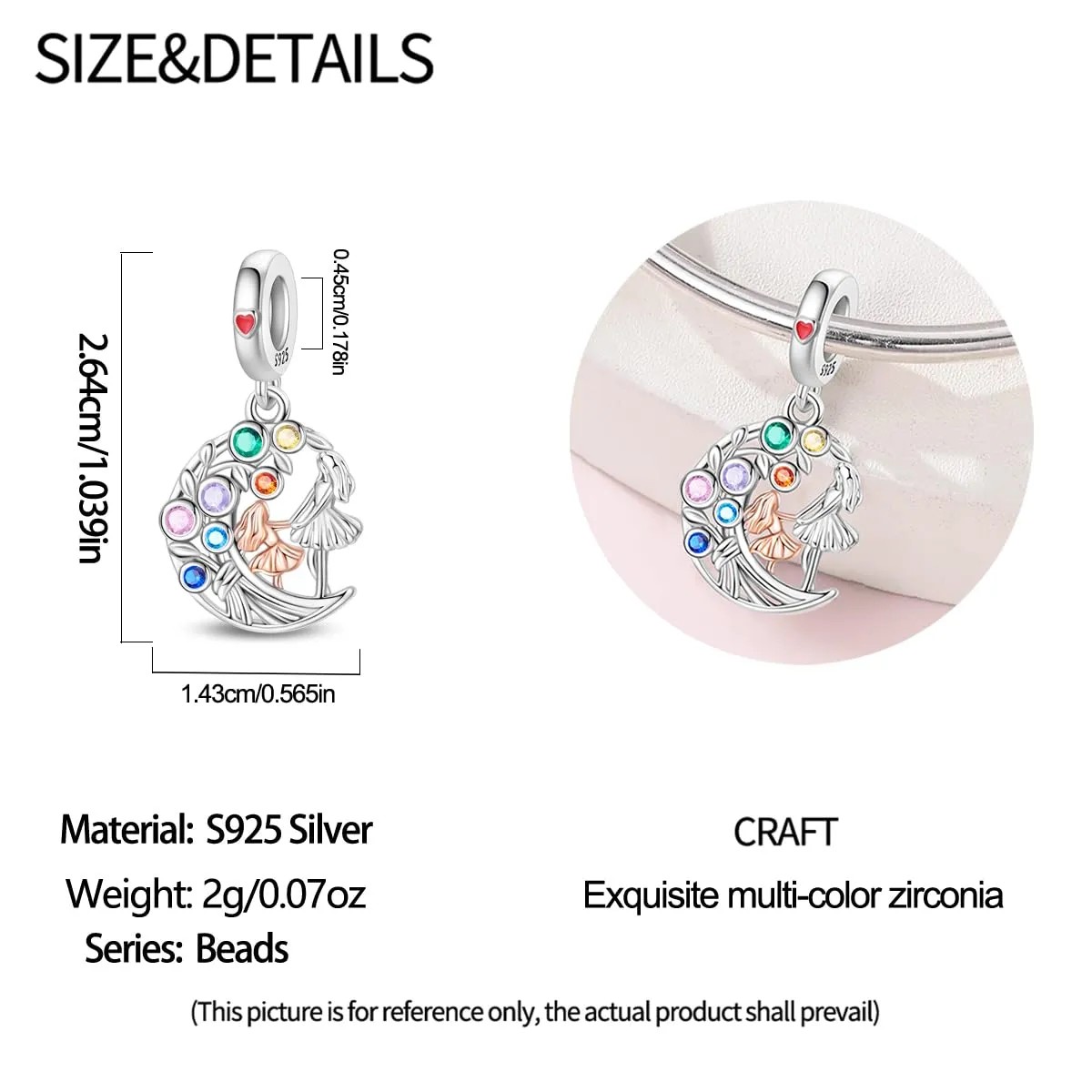 LIGHTDOG Ciondolo da donna in argento 925 compatibile con bracciali Pandora e stile europeo - immagine 5
