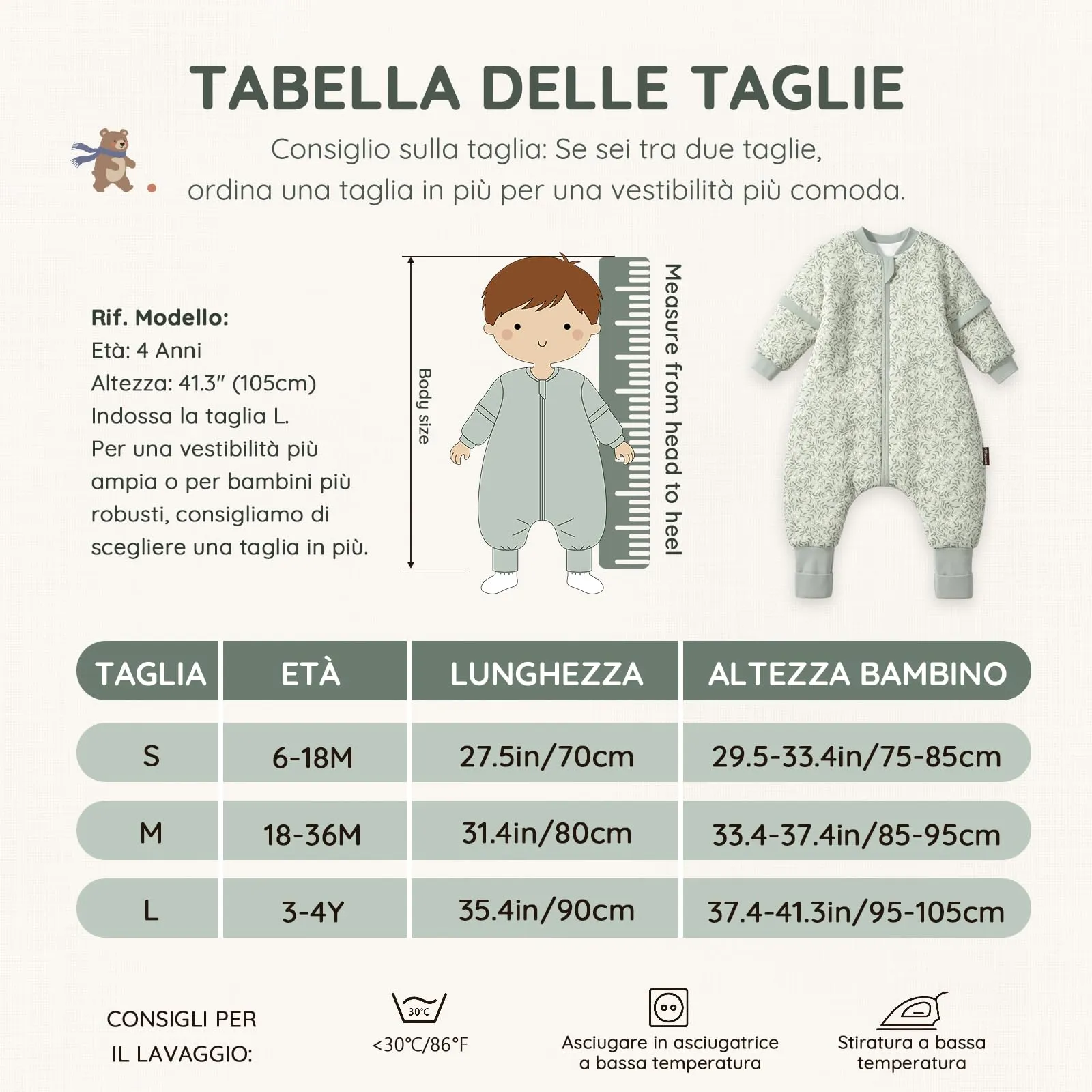 Mosebears Sacco Nanna con Gambe 2.5 Tog per Bambino, Foderato Invernale con Maniche Staccabili, Unisex - immagine 5