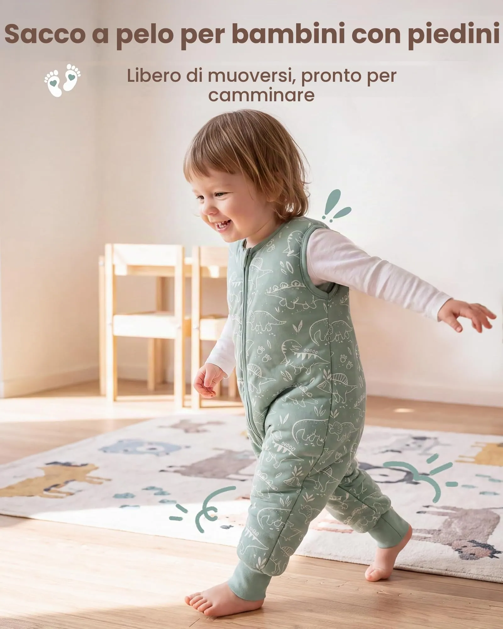 FIEMOL Sacco Nanna Invernale TOG 2,5 con Piedini Dinosauro 6-18 Mesi - immagine 2