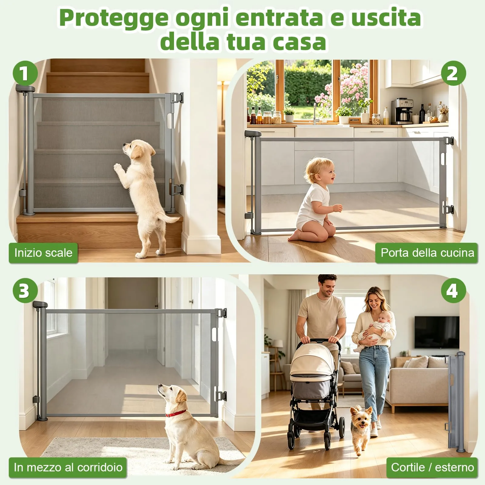 Dioxide Cancelletto Retrattile per Bambini e Cani, 0-150cm, Grigio - immagine 6